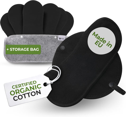 Made in EU - Ultra-Soft Reusable Panty Liners (Small, 7-Pack) – High-Temp Washable Cloth Panty Liners for Women & Teens – Breathable Organic Cotton Keeps You Fresh & Dry for Vaginal Daily Discharge