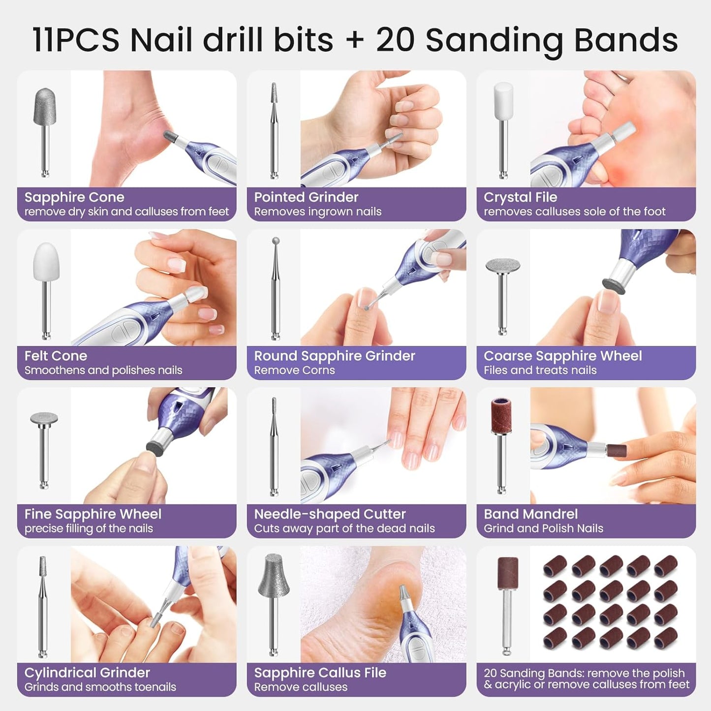 ISTON 36-Piece Professional Manicure Pedicure Kit,Electric Nail File Set with 11pcs Nail Drill Bits,Cordless Electric Nail Drill Machine,Nail Grinder for Thick Toenail, Pedicure Tools for Feet Hand