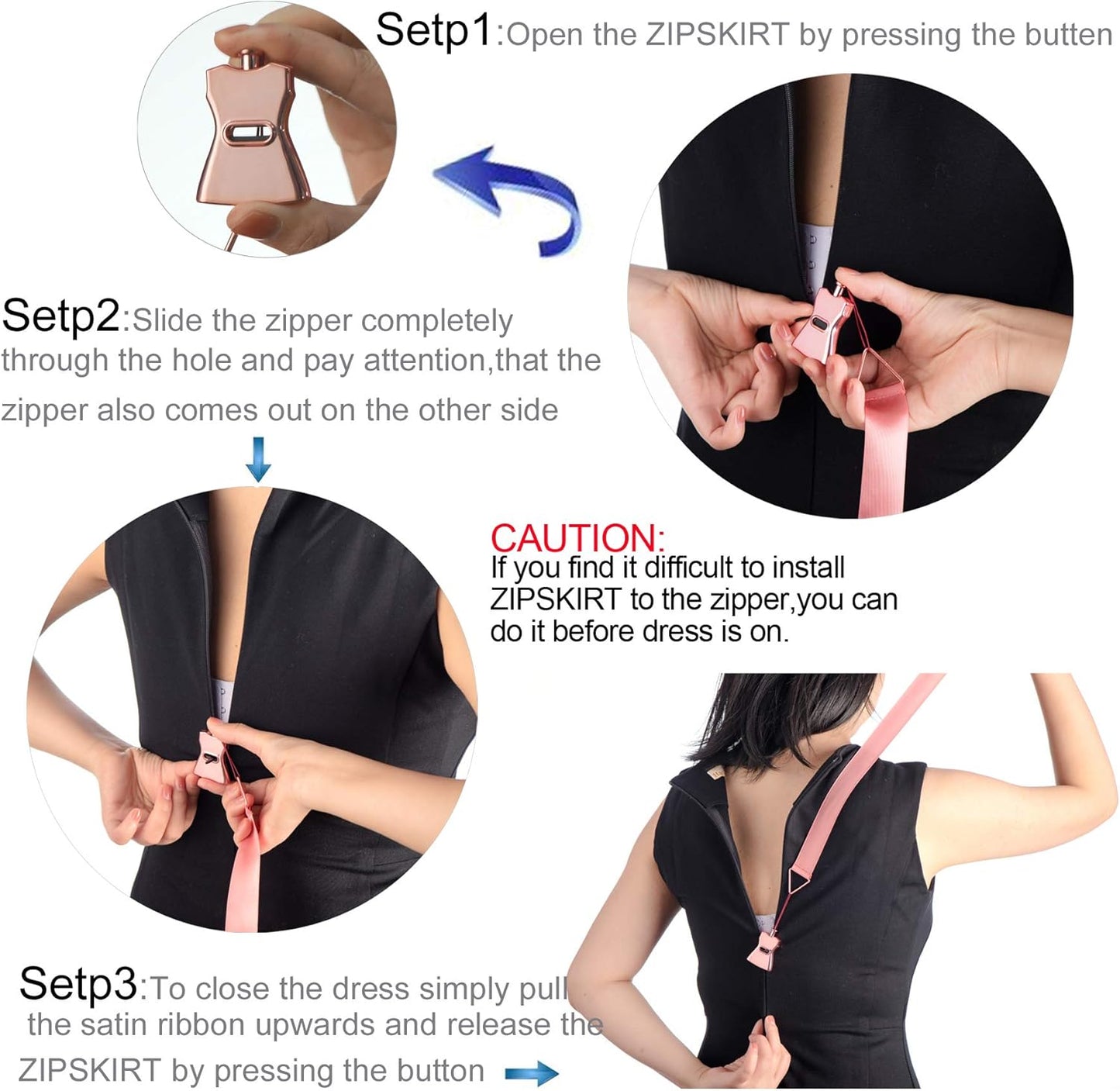 Zipper Puller for Dress & Boots - Unique Design Works on Multiple Zipper Types, Ensures Firm Grip