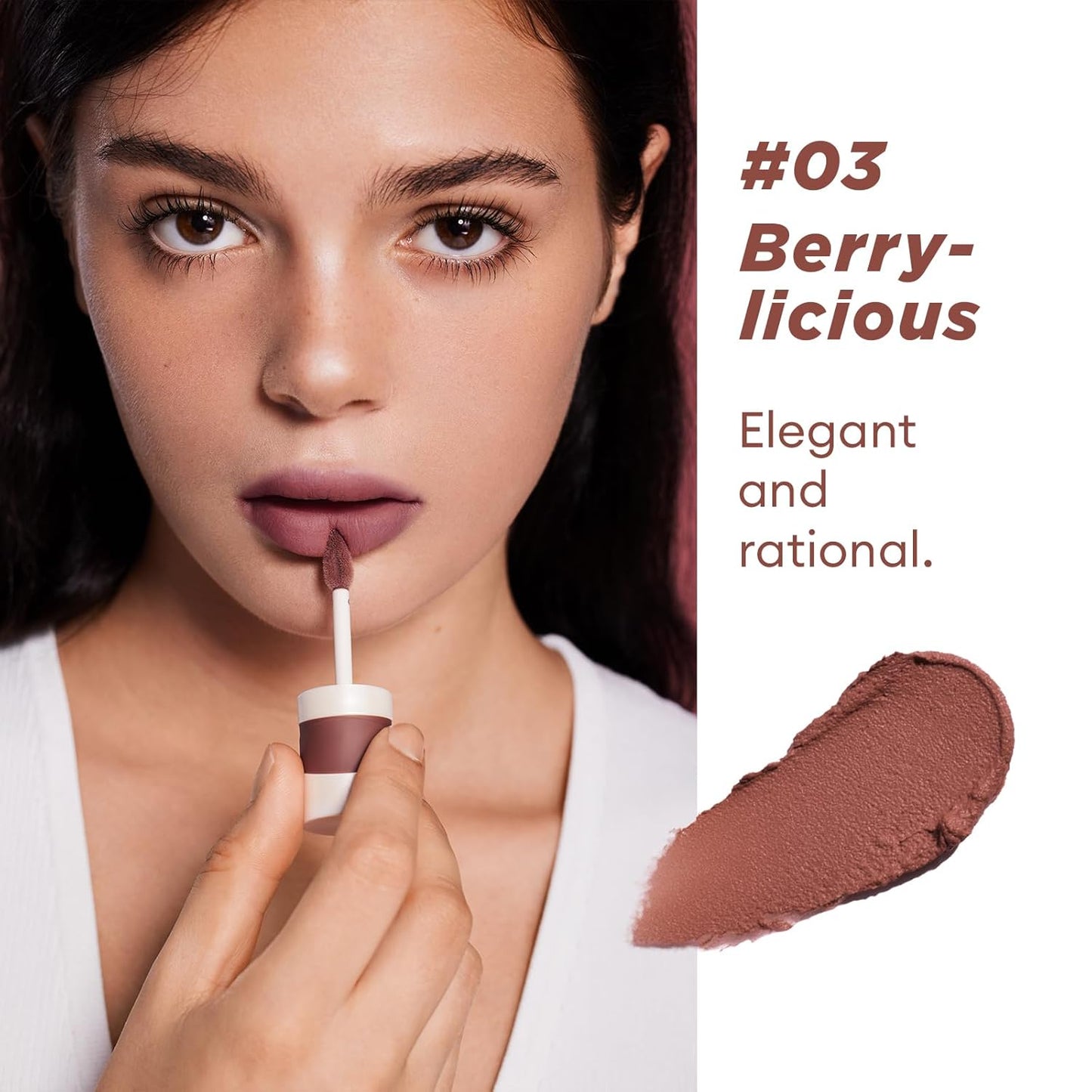 ITY Velvet Matte Finish Lip Stain-Mousse Textured Lip Clay, Nude Shade, Conceals Lip Lines, Rich Pigment Lip Tint Lipsticks, 0.14 oz (4g) in Berrylicious