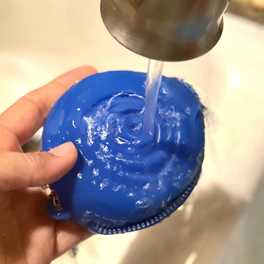 Menstrual Period Cup Case Storage Bag | Rose Design + Silicon Material | Easy to Carry, Clean, and use | Metal Chain Attached | Multi-use for Any Small Items - Blue