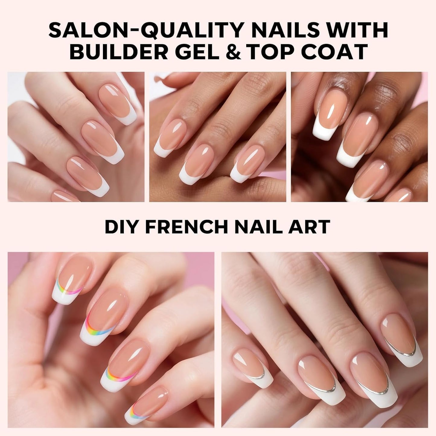 modelones French Tip Press on Nails, 150Pcs Short Coffin Fake Nails with Nail Box, Deep Nude Gel Nail Tips for Women, Soft Glue-On Nails for Natural Salon Look, DIY Nail Art Kit (15 Sizes)