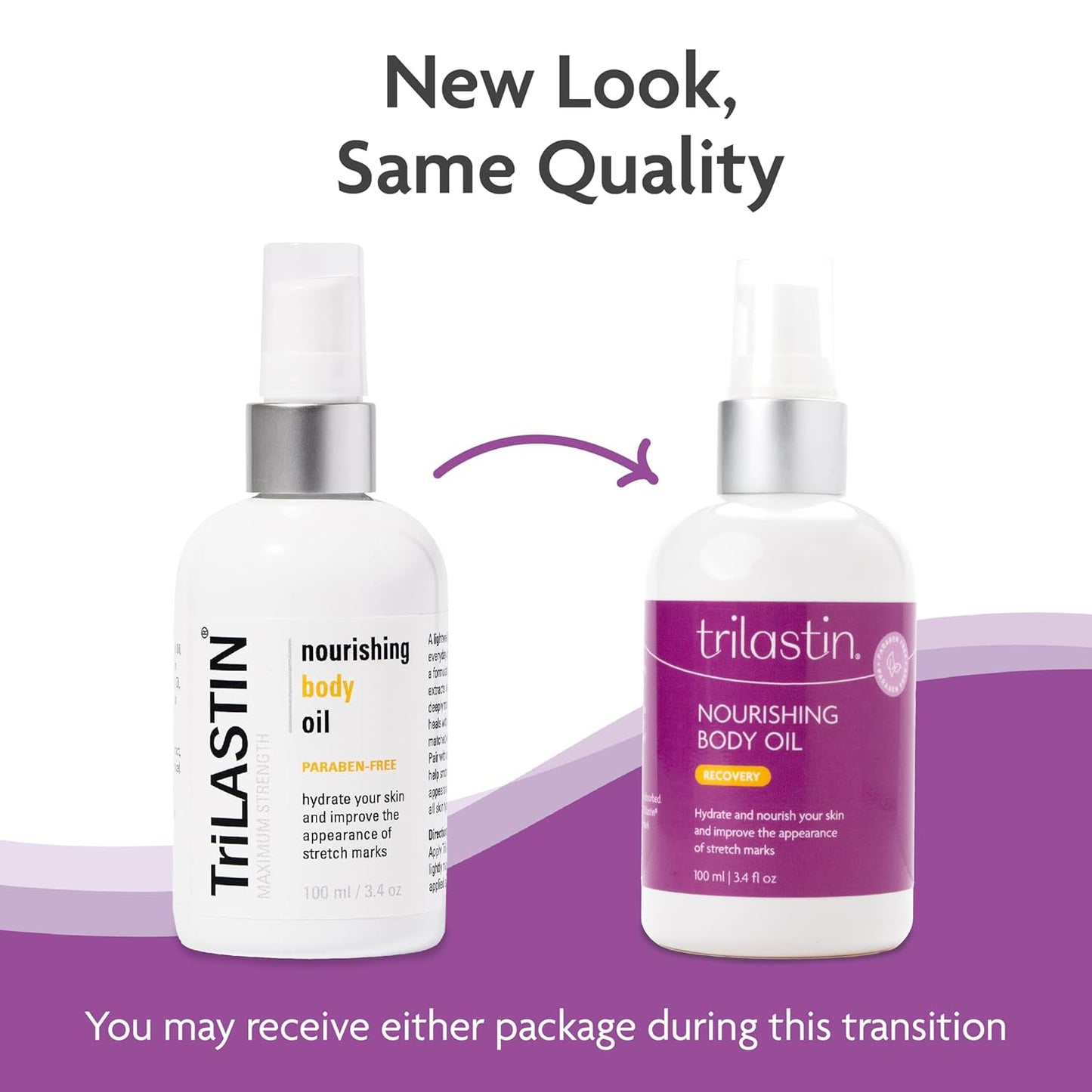 TriLASTIN Belly Oil (3.4oz), Stretch Mark Oil, Belly Oil for Pregnant Women, Serum for Scars and Stretchmarks, Body Oil, Paraben-Free and Hypoallergenic