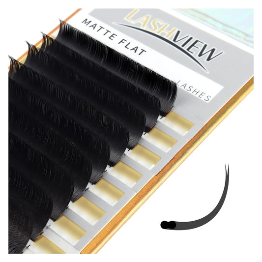 LASHVIEW Eyelash Extensions,Ellipse Flat Eyelash Extensions 0.15mm D Curl 8-15mm Mixed Tray, Black,Individual Lashes,Super Matte Extremely Soft Professional Salon Use