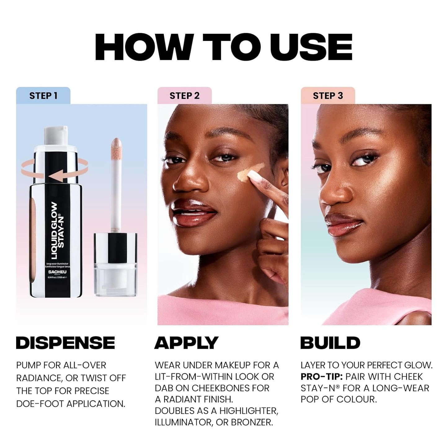 Sacheu Liquid Glow STAY-N Liquid Highlighter & Illuminator Makeup — 30ml Long Lasting Luminous Glow Lightweight Dewy Finish, Toasty Glaze