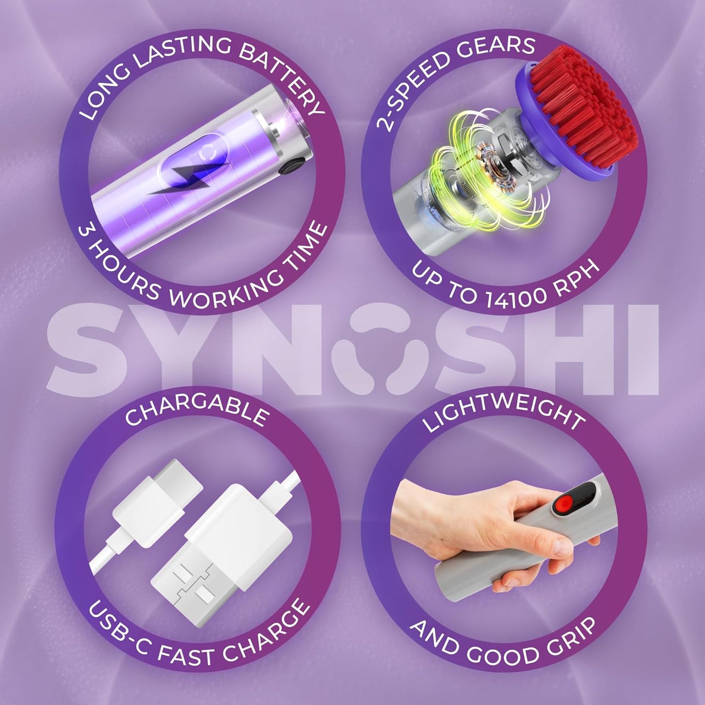 PRO Electric Spin Scrubber, Cordless Cleaning Brush Bathroom Scrubber. Waterproof Shower Cleaner Brush with Adjustable Angles, 2 Speed, 180Min Work Time for Floor, Bathtub, Kitchen, Car, Tub