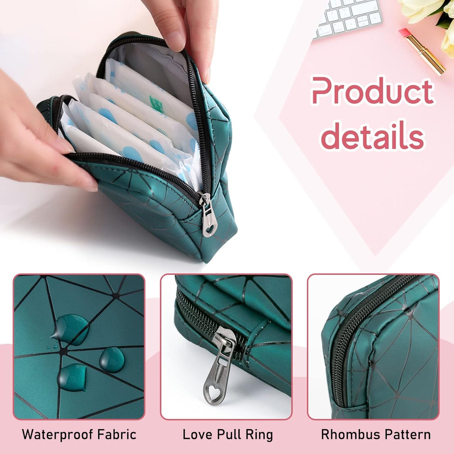 Sanitary Napkin Storage Bags 4 Pcs Menstrual Cup Pouches Nursing Pad Holder Tampon Bags Portable Period Kit Bag Feminine Product Pouch for Girls for Pads and Tampons with Zipper