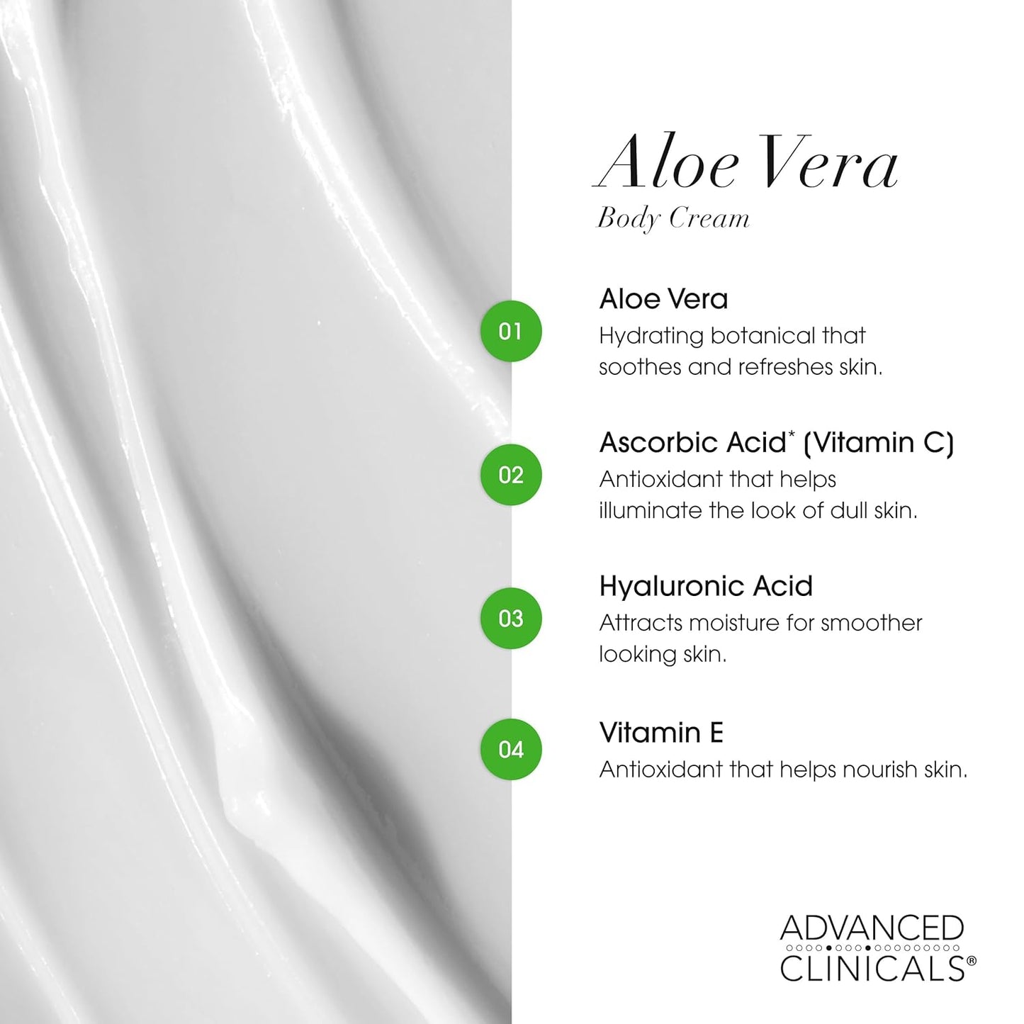 Advanced Clinicals Aloe Vera Lotion Skin Care Relief Cream | Vitamin E Infused Hyaluronic Acid Moisturizer & Vitamin C Body Lotion For Women & Men Helps Improve Look Of Extremely Dry Skin, 16 Ounce