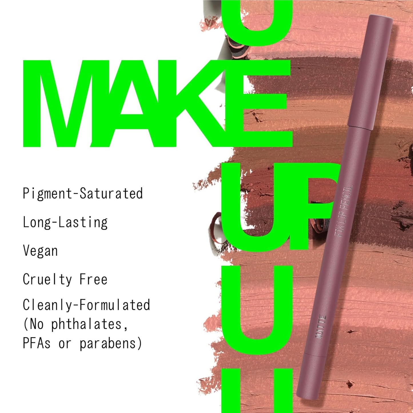 about-face Matte Fix Lip Pencil Paper Romance – Long-Wear, Creamy Matte Lip Liner with Hyaluronic Acid & Vitamins C & E – Vegan, Cruelty-Free, Clean Beauty – 0.042 oz (Rosewood)