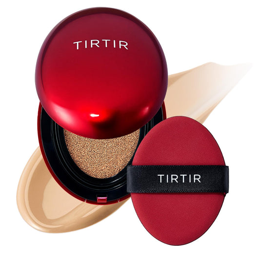 TIRTIR Mask Fit Red Cushion Foundation | Full coverage, Weightless, Skin fit, Satin Glow Finish, Korean Makeup BB Foundation, beauty, Tattoo cover up, Buildable (#27N Camel, 0.63 Fl Oz)