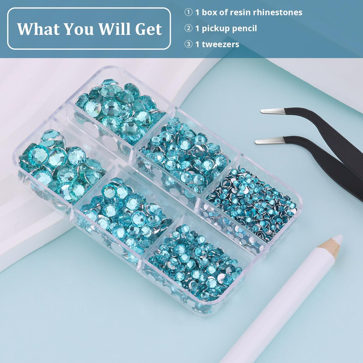 Resin Rhinestones for Crafting, 1 Box Lake Blue Multi Sizes Flatback Bedazzling Crystals for Crafts Nail Art Deco, Non Hotfix Gems Charms for Tumbler Shoes Clothing Fabric Face Makeup