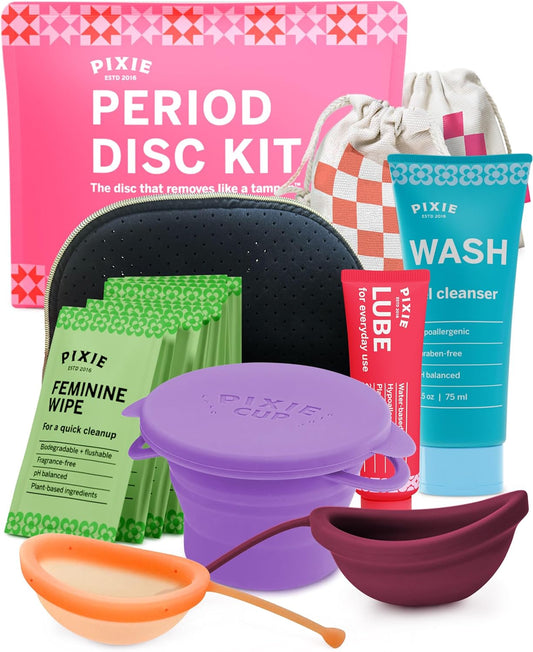 Pixie Menstrual Disc Kit - No Metals or Toxins - Pixie Discs are Designed to Remove Like Tampons - 100% Medical-Grade Silicone - Best Period Disc Starter Kit - Proven to Become A Successful Disc User