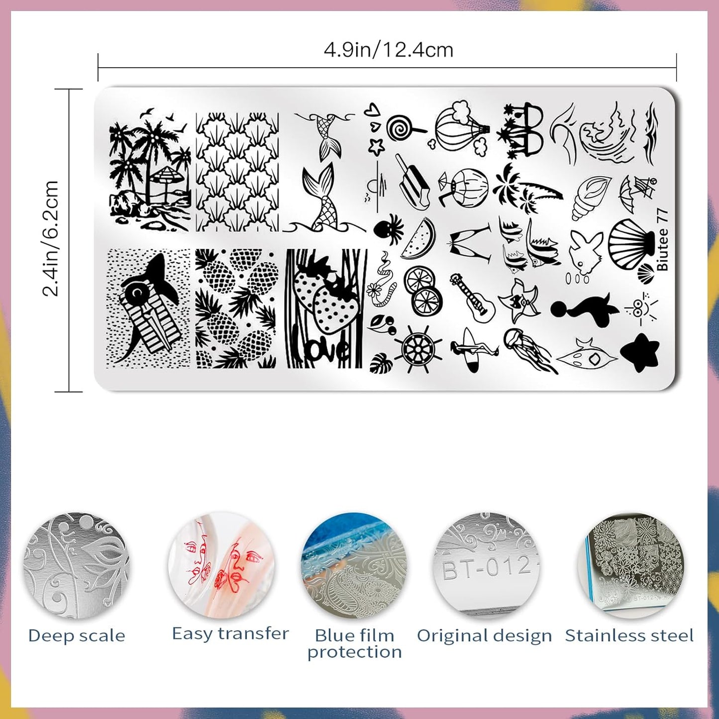 Biutee Nail Stamping Plate Set 12Pcs Nail Art Stamping Plates Nail Stamping Kit Nail Stamper Kit Flower Leaves Animal Lace Star Halloween Christmas Design Nail Stamp Plate