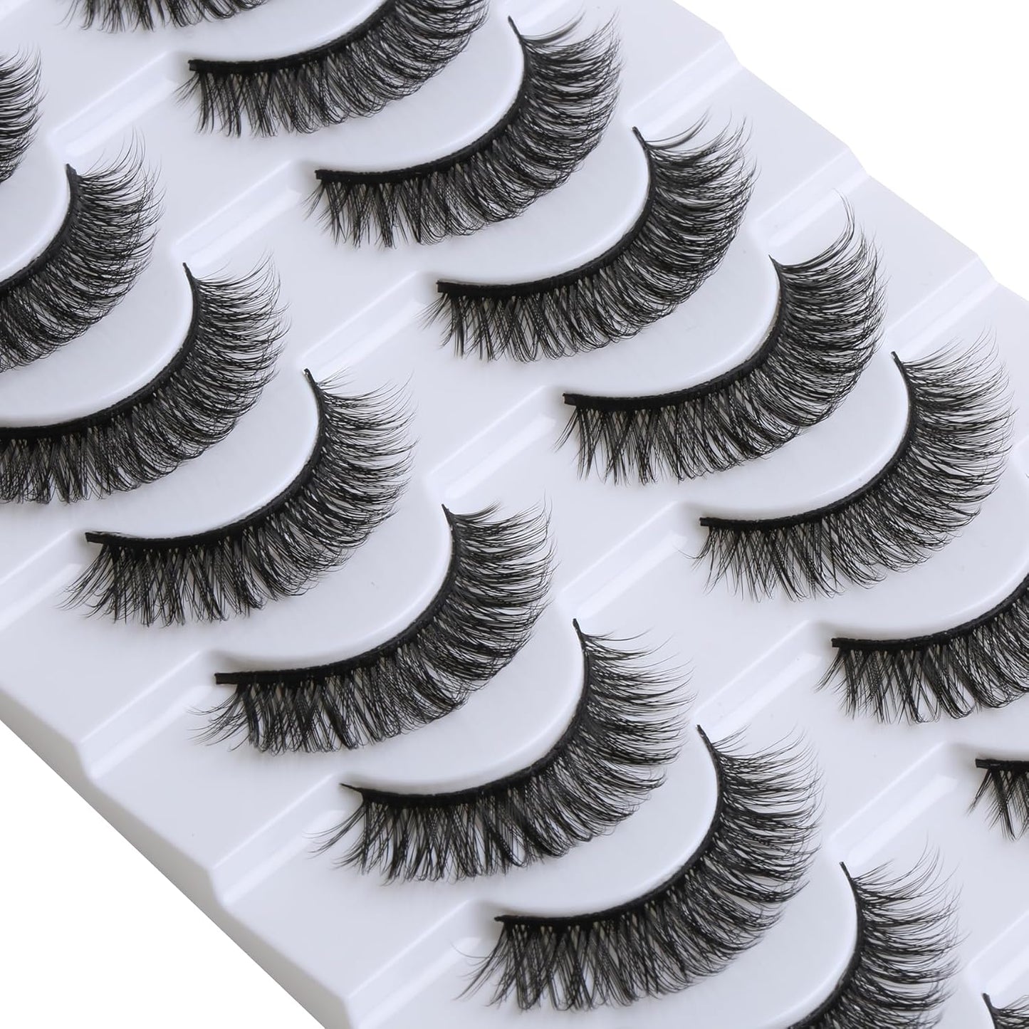 SUNWELL False Eyelashes 12mm Mink Lashes Natural Look 3D Faux Mink Eye Lashes Soft Reusable Luxury Volume Fake Eyelashes 10 Pairs Pack