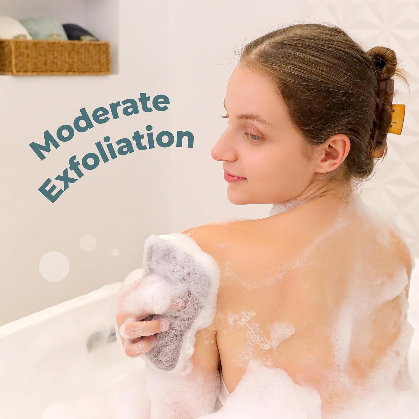 myHomeBody Dual-Texture Shower Sponge, Beauty Body Scrubber Exfoliator for Women, Exfoliating Loofah for Men, 1pc