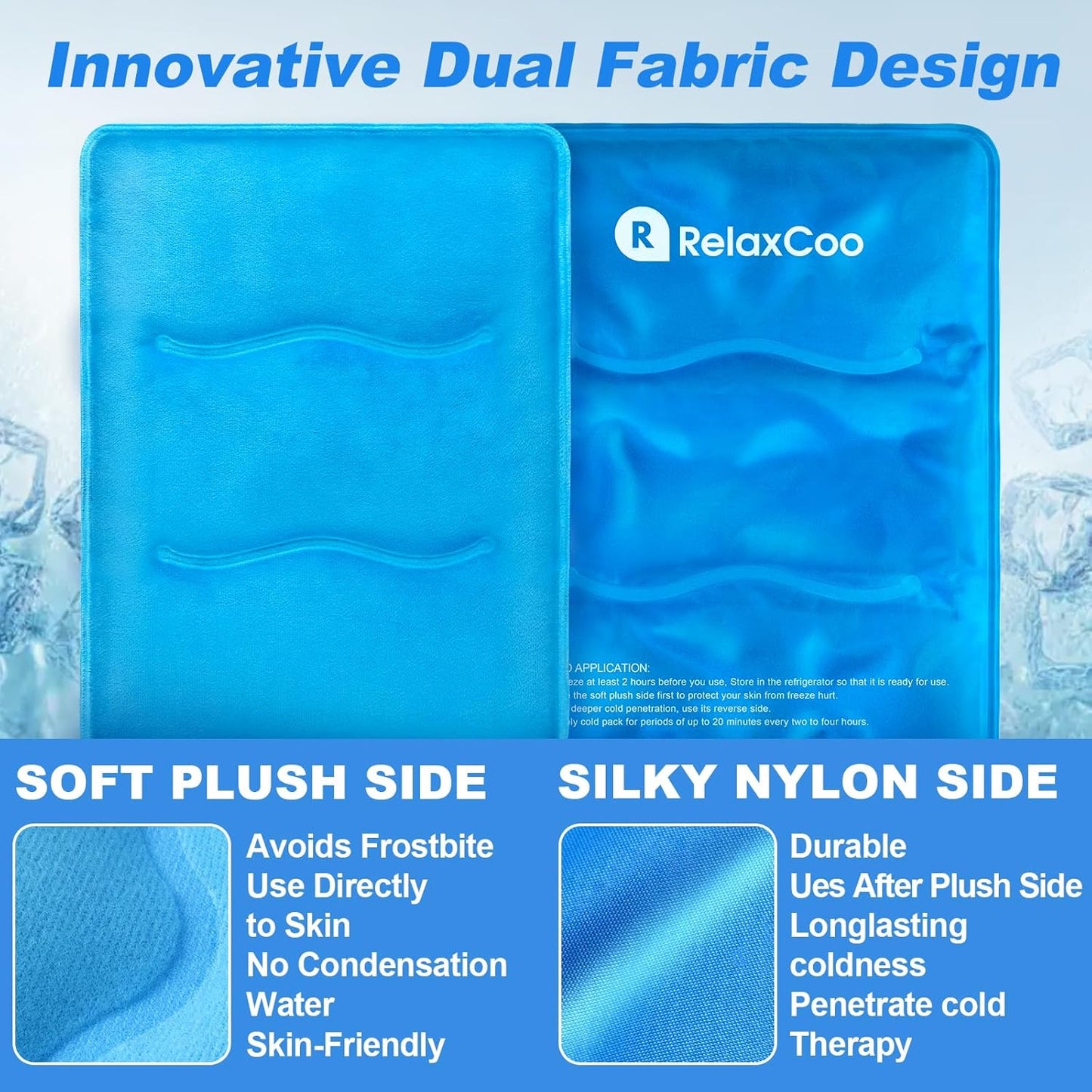 Large Flexible Ice Pack for Injuries Reusable Gel, 11x14.5 Inches, Cold Compress for Hip, Shoulder, Knee, Back Pain, Swelling, Bruises, Surgery