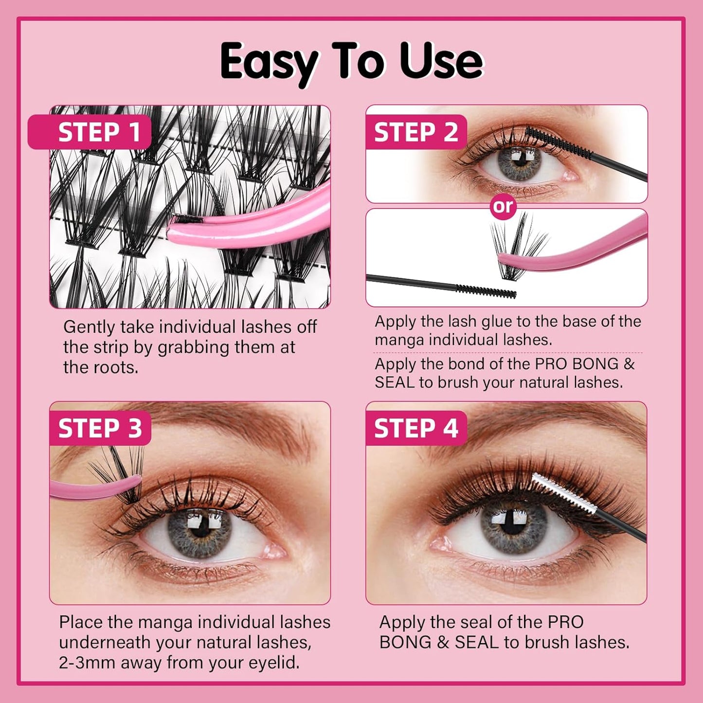280 Pcs Individual Lashes 30D Mixed Lash Clusters Devil Style Lashes That Look Like Eyelash Extensions Wispy Lashes DIY Individual Lashes At Home (30D-D-8-16mix,Manga)