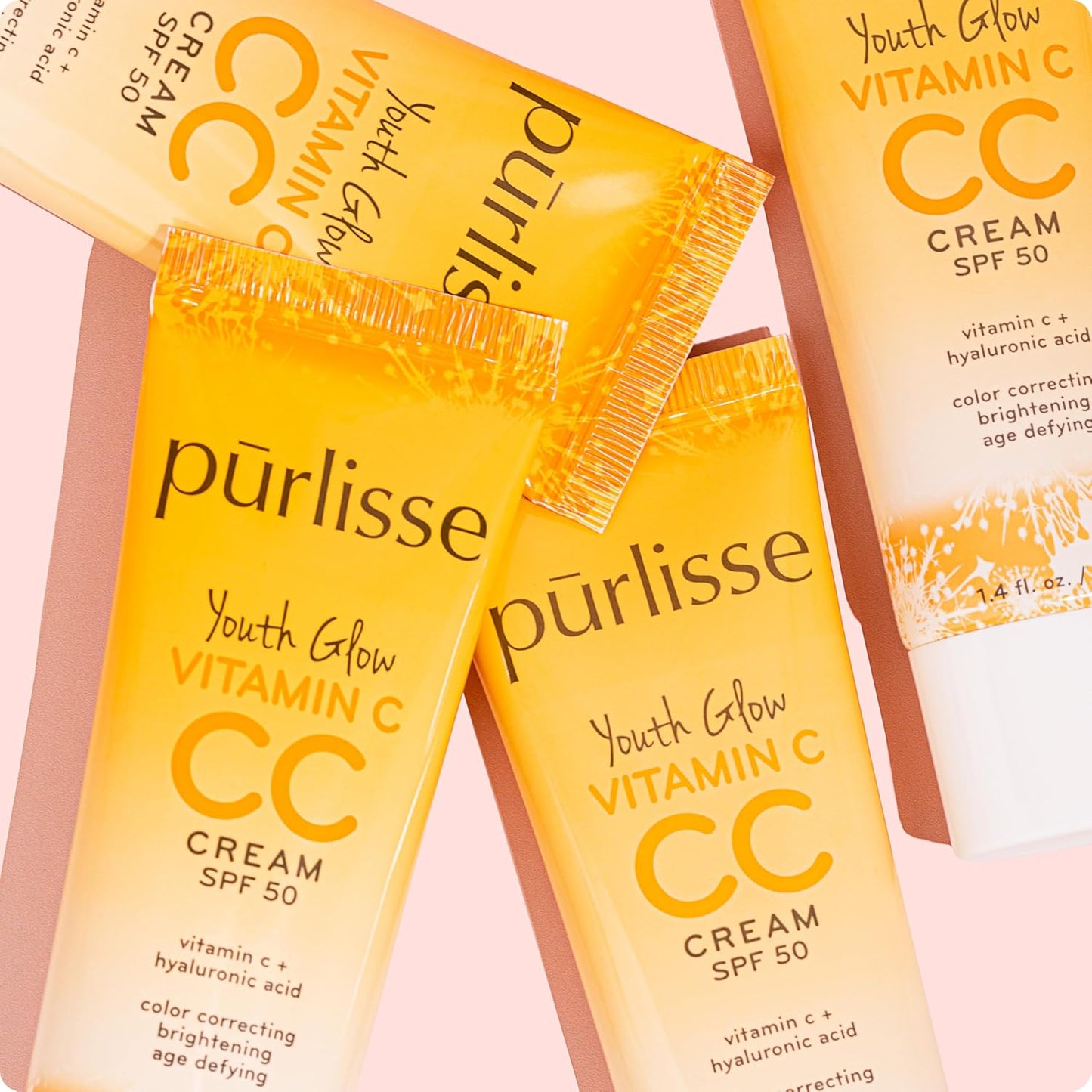 pürlisse Youth Glow Vitamin C CC Cream with SPF 50 - Color Corrector Enriched with Sea Buckthorn, Vitamin C & Hyaluronic Acid - Boosts Radiance & Youthfulness - Paraben-Free - Fair (1.4 oz)