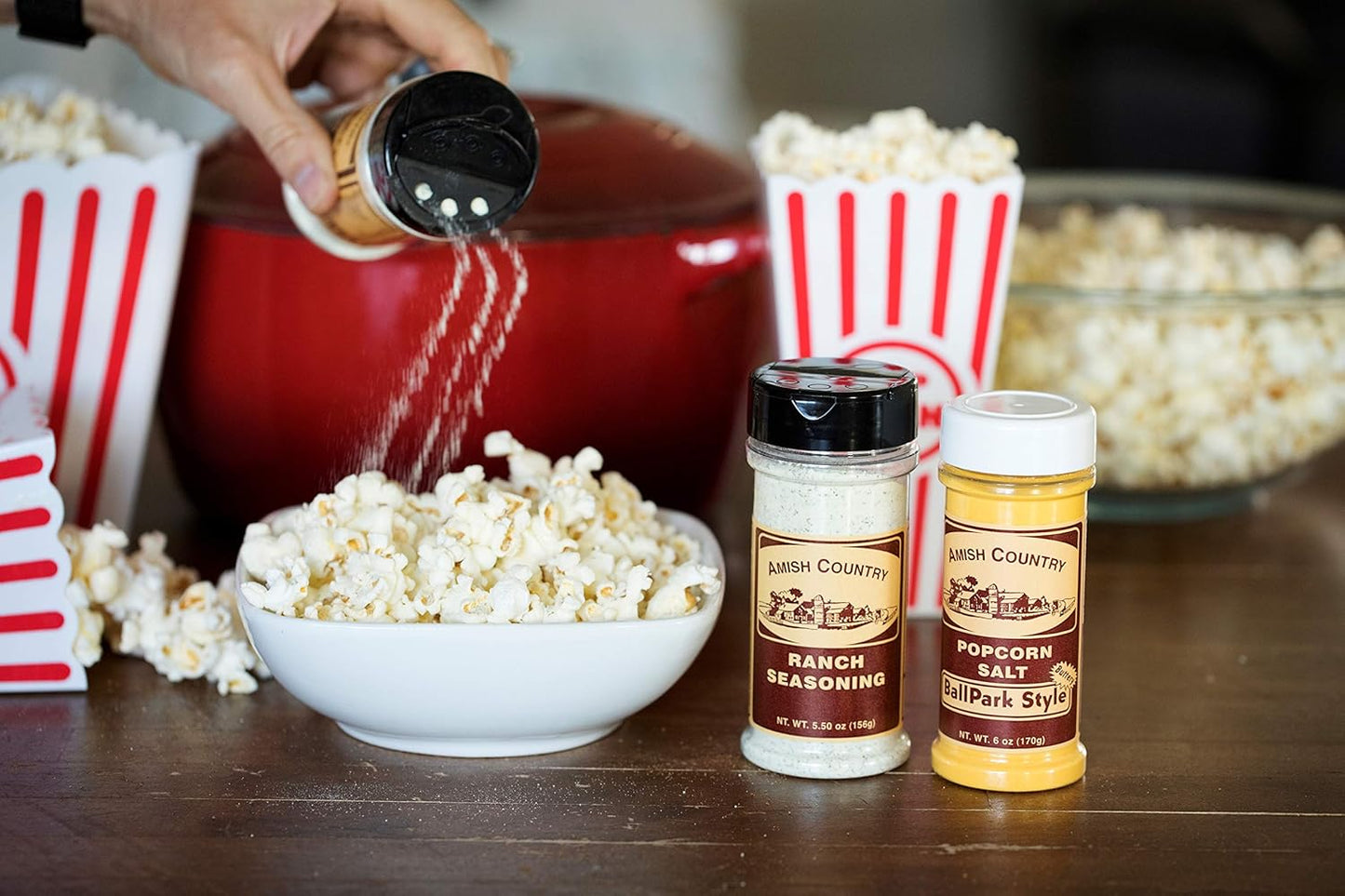 Amish Country Popcorn | Seasoning Variety Pack | BallPark Style ButterSalt - 5.5 oz and Ranch - 5.5 oz Popcorn Seasoning | Old Fashioned, Non-GMO and Gluten Free