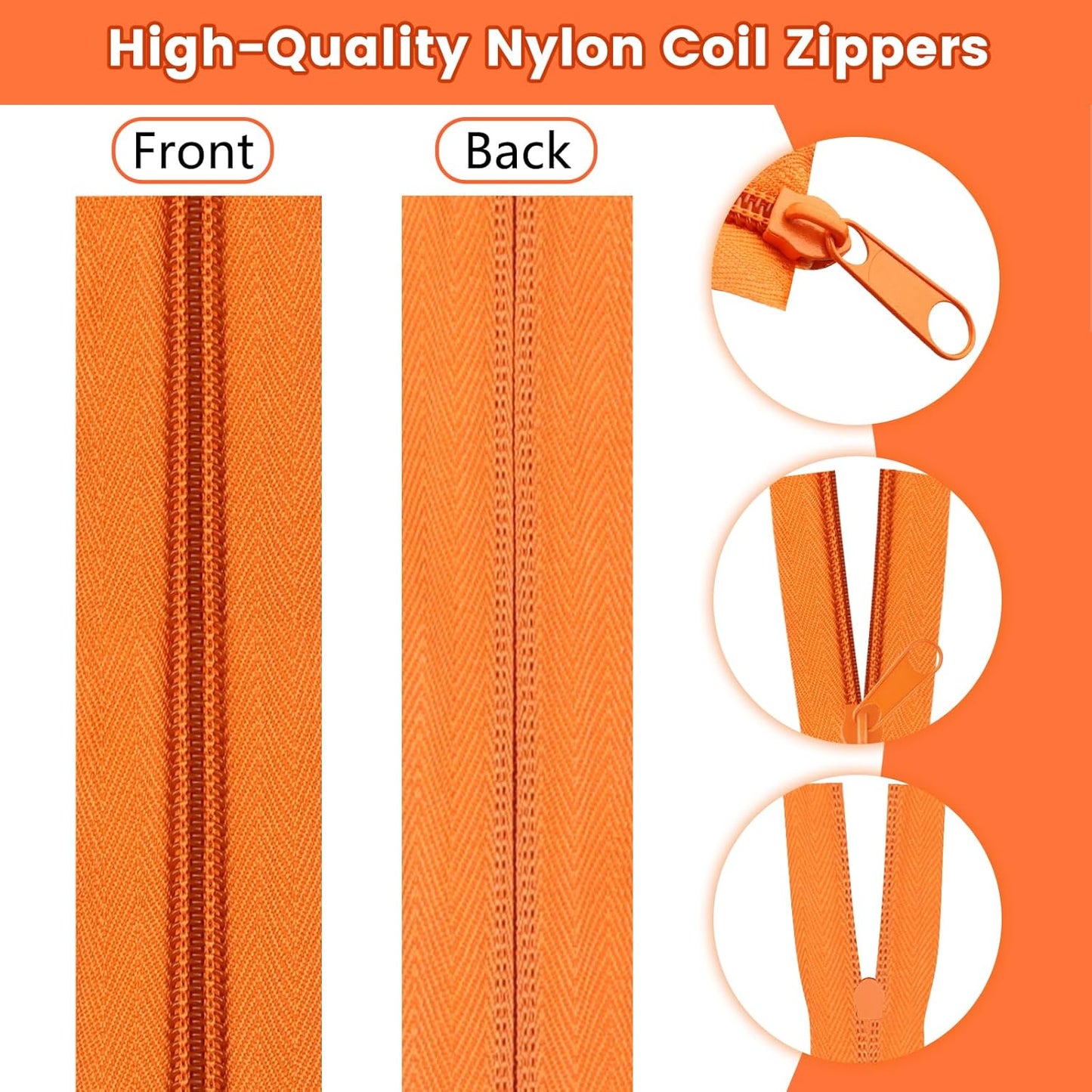 DOITEM 13.5 Yards 6 Pieces Sewing Zippers #5 Nylon Coil Zippers Assorted Zipper for Sewing with 24 Zipper Sliders for DIY Tailor Sewing Crafts Supplies, 6 Colors