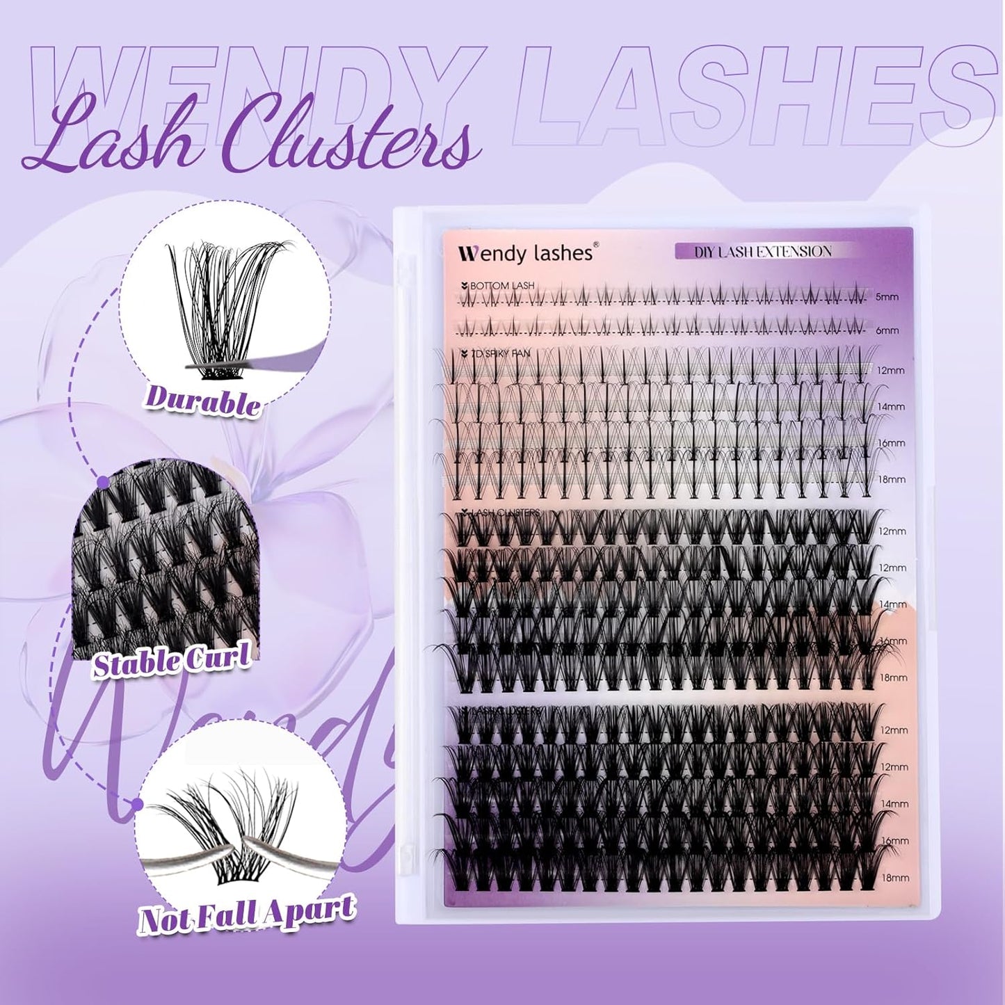Lash Clusters With Bottom Lashes 356PCS 40D/50D Multi-types Fluffy Lash Clusters C/D Curl Wispy Individual Lashes Spike Volume Cluster Eyelash Extensions By Wendy Lashes(40/50D-0.07D)