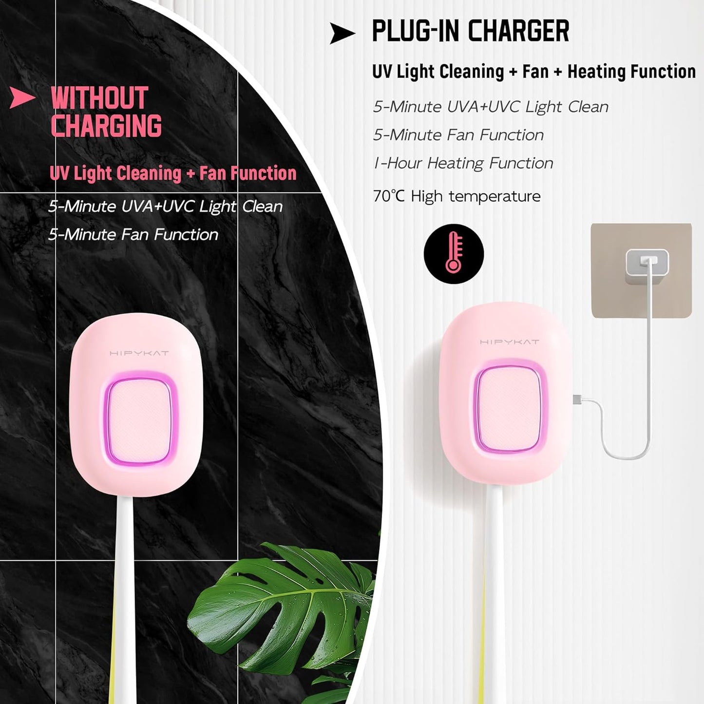 Toothbrush Sanitizeri Case with U V-C Lights, Dryer Heating, Fan Drying - Rechargeable Portable Toothbrush Cover, Magnetic Wall Mount Sterilizeri Box for Home, Travel & Fits All Toothbrushes