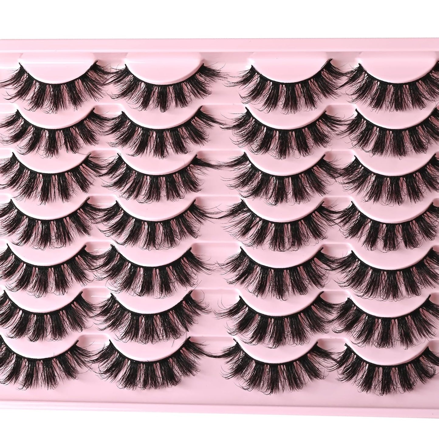 FARRED Fluffy Lashes Natural Eyelashes Short Wispy Eye Lash Strips 14 Pairs Separated Volume Eyelash Pack 17mm Dramatic Wispies Fake Strip Lashes Clusters Cat Eye Pestañas Spiky Look (F6 | 11-17mm)