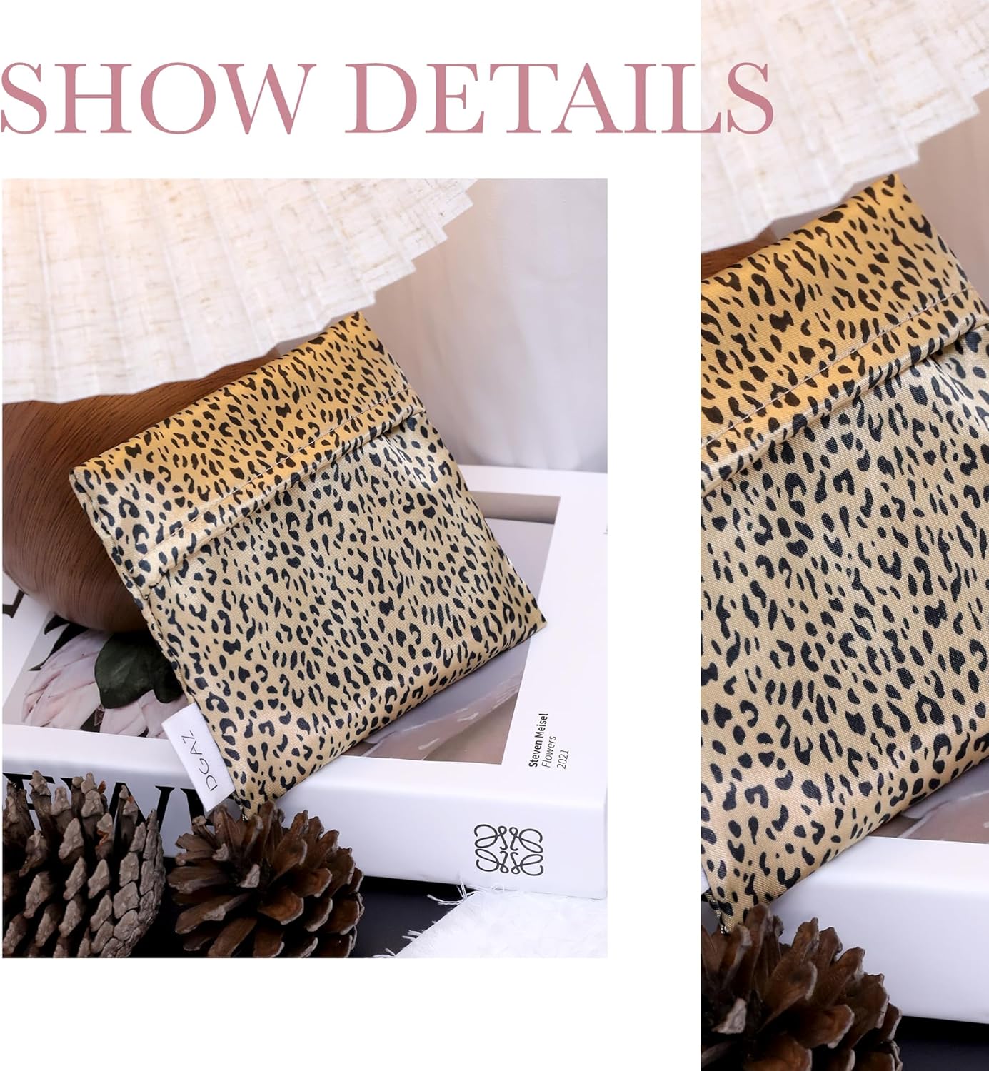 DGAZ Sanitary Napkin Storage Bag, Period Bag for Teen Aged Girls, Portable Period Bag for Panty Liners/Menstrual Cup/Small Tampons，Mini Makeup Bag for Purse(Leopard C)