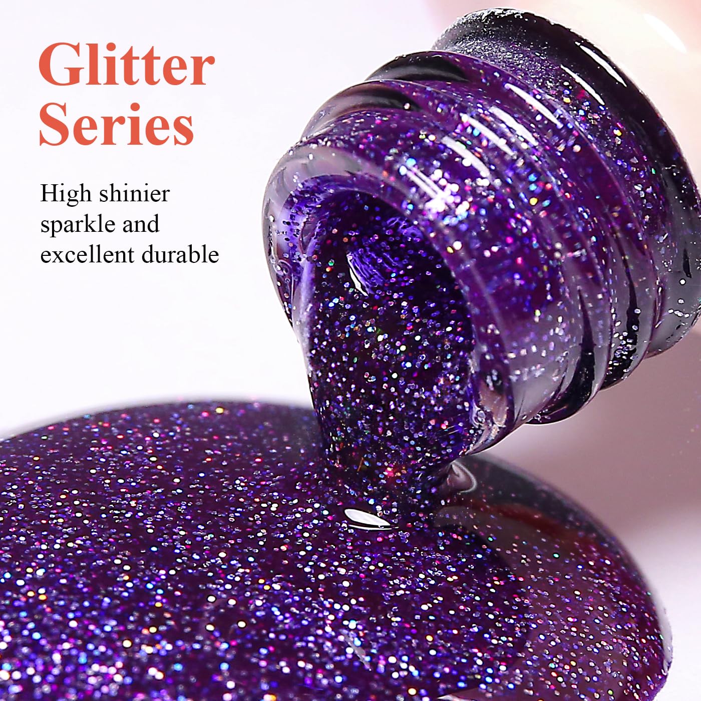 Imtiti Glitter Gel Nail Polish, Purple Iridescent Glitter Nail Gel Polish Diamond Shimmer Sparkle Soak Off UV LED Spring Summer Manicure 10ML