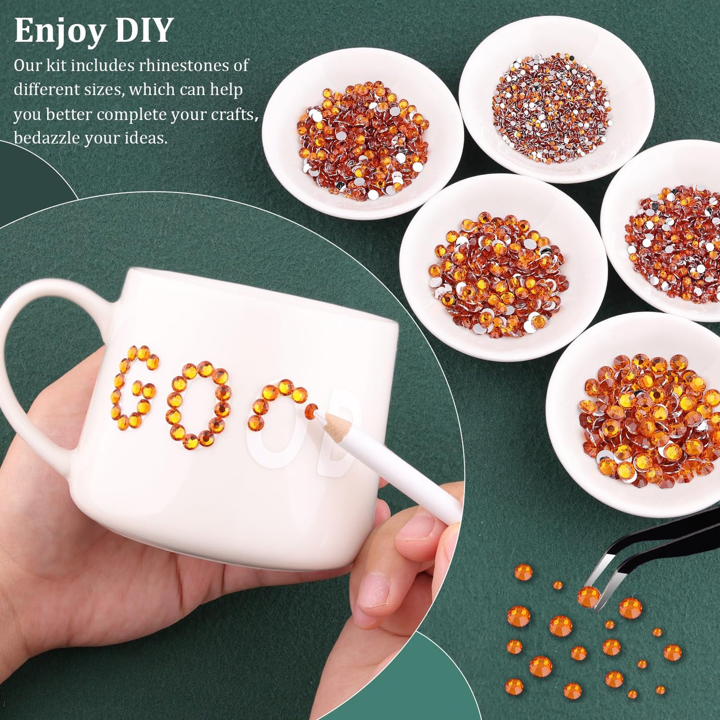 Resin Rhinestones for Crafting with B7000 Jewelry Glue, 2 Boxes Orange Flatback Crystals with 3Pcs 10ml Glue for Bedazzling Crafts DIY Nail Art Makeup，Non Hotfix Gems for Clothing Shoes