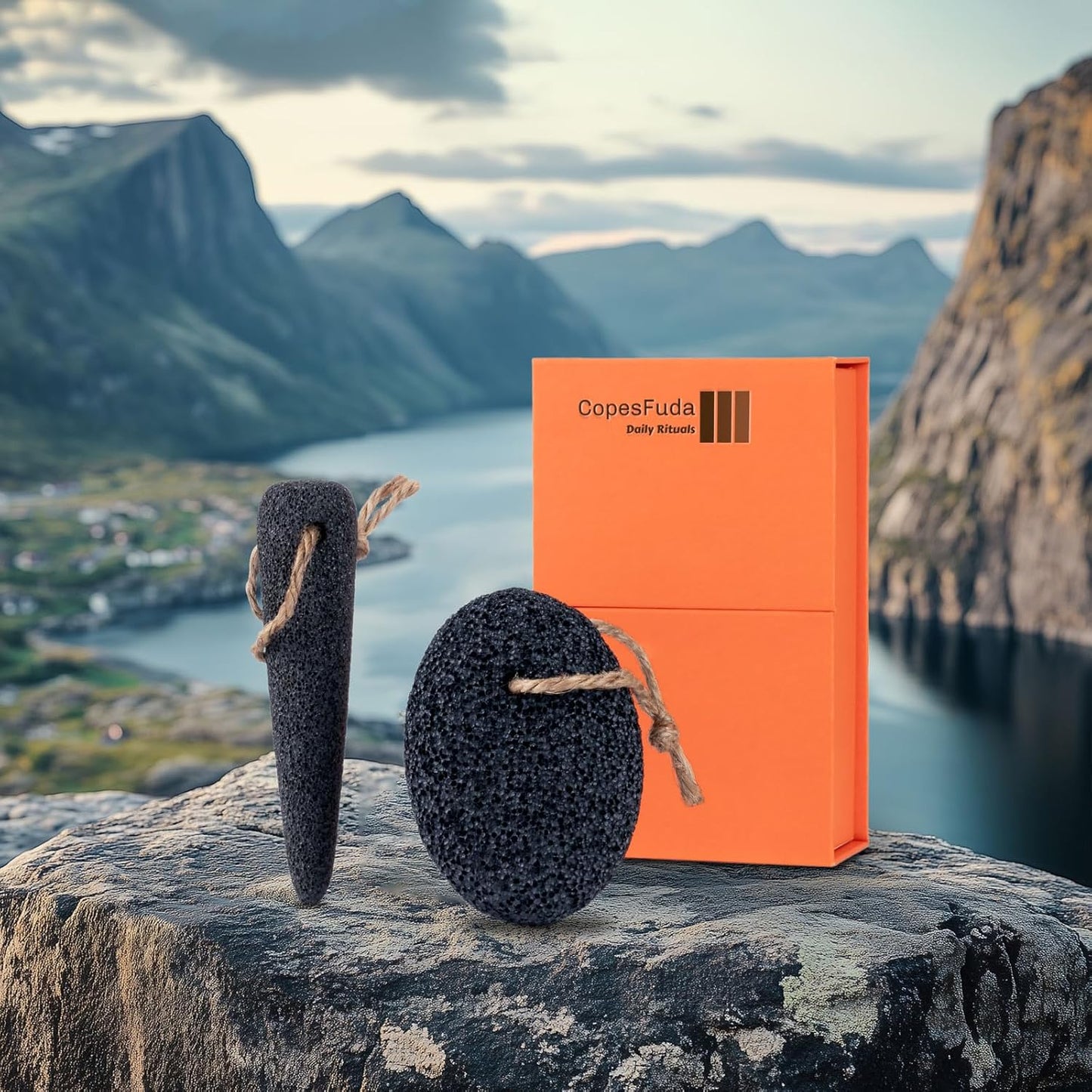 Natural Volcanic Pumice Stone for Feet & Hands. Foot Scrubber for Dead Skin Remover & Deep Cleansing, Cone Shape Stone for Hard-to-Reach Areas Corn Removal, 2 Pcs, Ready-to-Gift Design