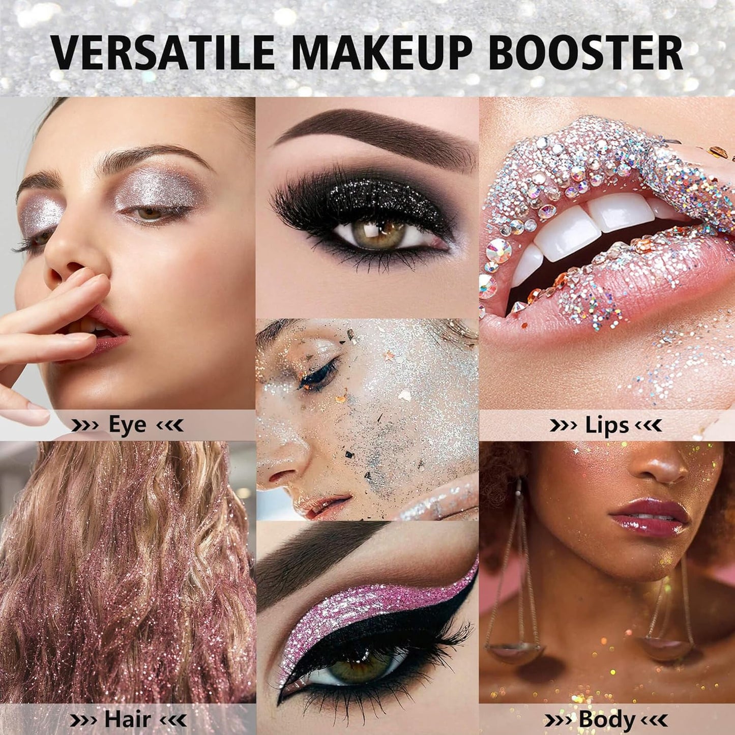 Chunky Glitter – White Pressed Glitter for Eyes, Lips, Face & Body – Long-Lasting Sparkle for Festival, Party, Cosplay, Makeup Looks – Layer as Eyeshadow Topper (Fairy Flicker)