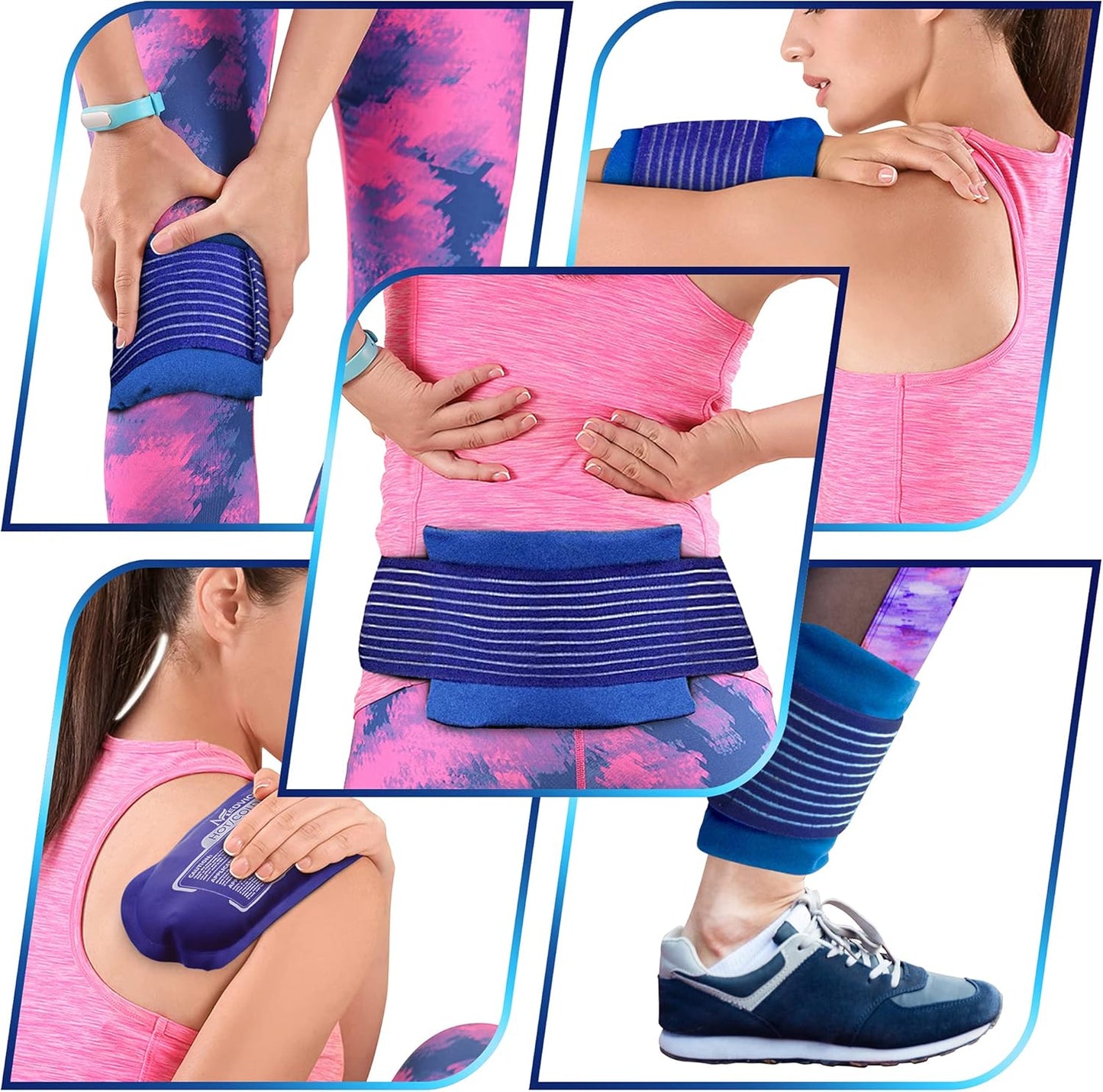 Reusable Hot and Cold Ice Packs for Injuries (3-Piece Set), Joint Pain, Muscle Soreness and Body Inflammation - Reusable Gel Wraps - Adjustable & Flexible for Knees, Back, Shoulders, Arms and Legs