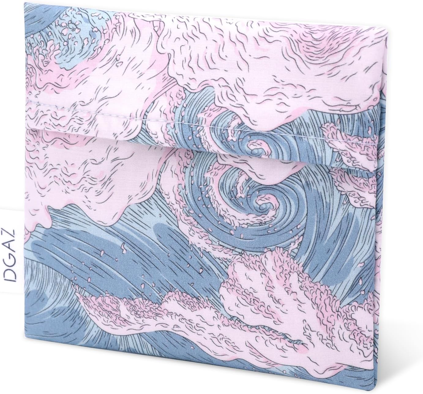 DGAZ Sanitary Napkin Storage Bag, Period Bag for Teen Aged Girls, Portable Period Bag for Panty Liners/Menstrual Cup/Small Tampons，Mini Makeup Bag for Purse(Sea and Waves)