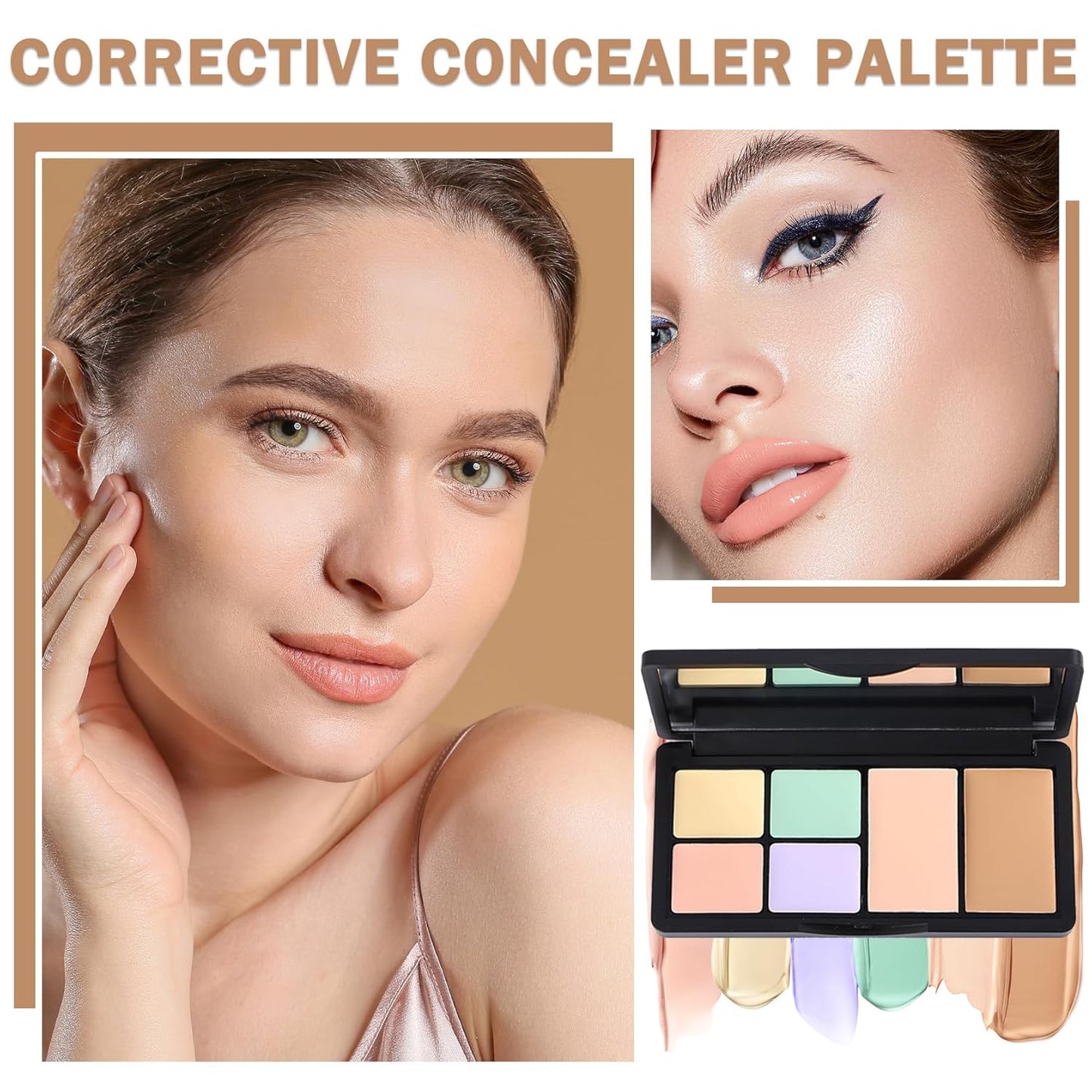 Cream Color Correcting Concealer Makeup Palette Cream Foundation Palette for Dark Circles Professional Concealer Full Coverage Face Contour Makeup Palette with Brush-01 Color Correcting