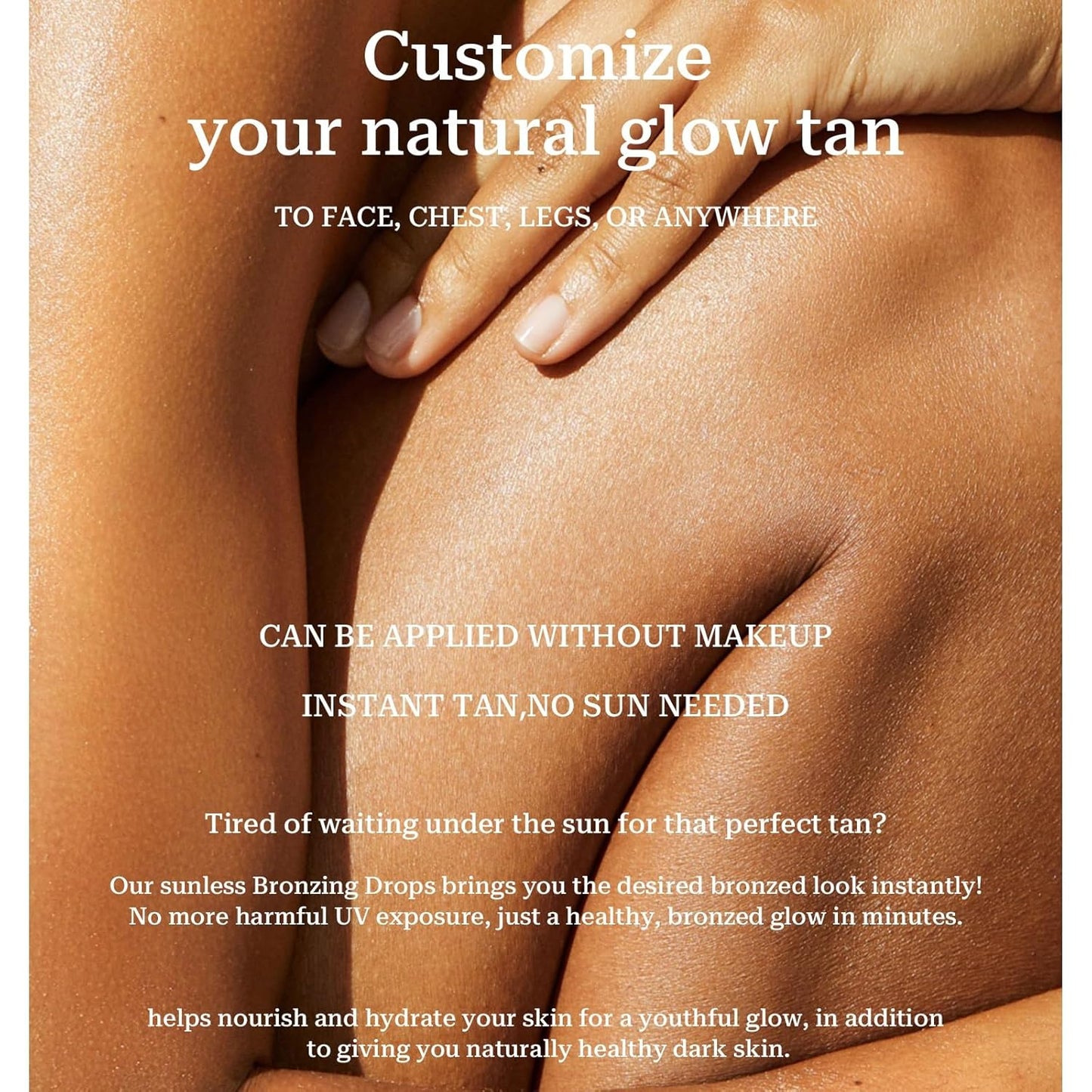 Bronzing Drops, Instant Sunshine Bronzing Drops, Lightweight and Non-greasy Liquid Bronzer Drops for Face Body, Glow Bronzing Serum Drops for Flawless Skin & A Radiant Finish(DEEP BRONZE)