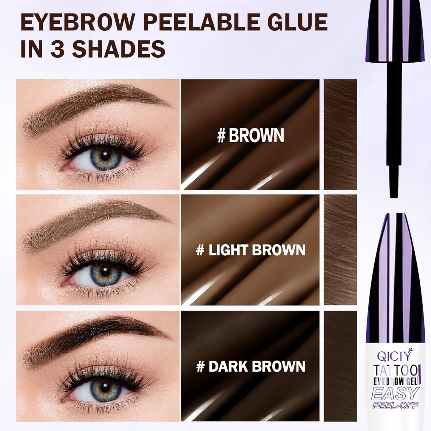 2025 New Tattoo Eyebrow Gel Easy Peel Off for Women, Upgrade Eyebrow Tattoo Peel Off, Transfer-proof Eyebrow Gels Waterproof for All Skin Types (Dark brown)