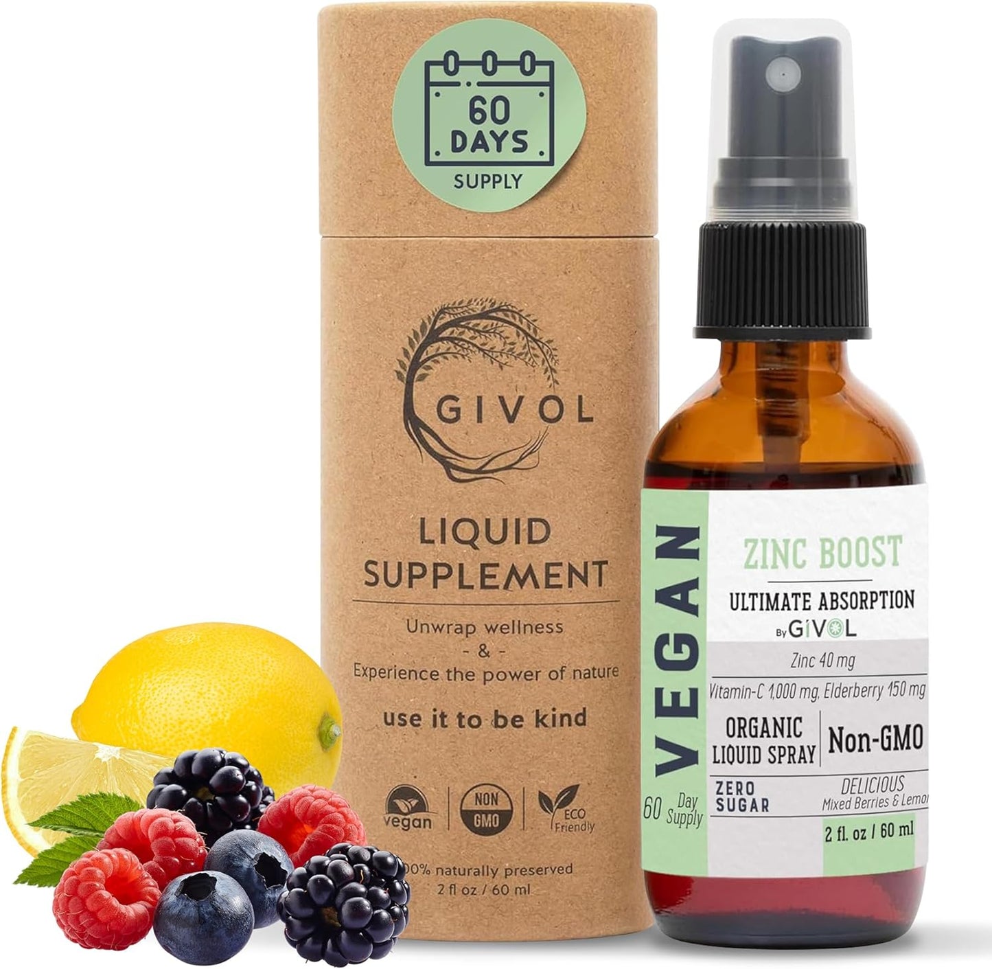 Organic ZINC Boost Mist 40 mg (Extra Strength) - Sugar Free with Vit C and Elderberry Extract - Vegan Liquid Spray for Kids and Adults - Easy Absorption - Non-GMO - (60 ml) 60 Days Supply