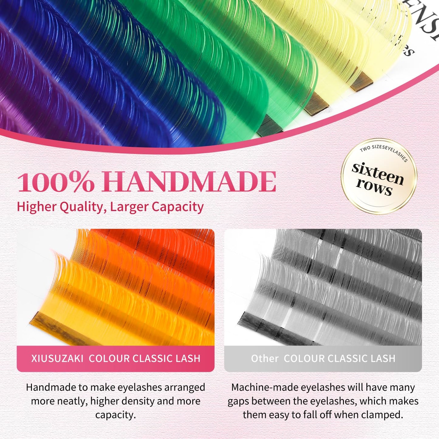 Eyelash Extensions Colored Lashes Extension 0.07 D Curl Lashes 13mm Classic Lash Extensions Soft Individual Lashes 16 Rows Natural False Eyelashes Volume Lashes Professional Use(Colored,0.07-D,13mm)