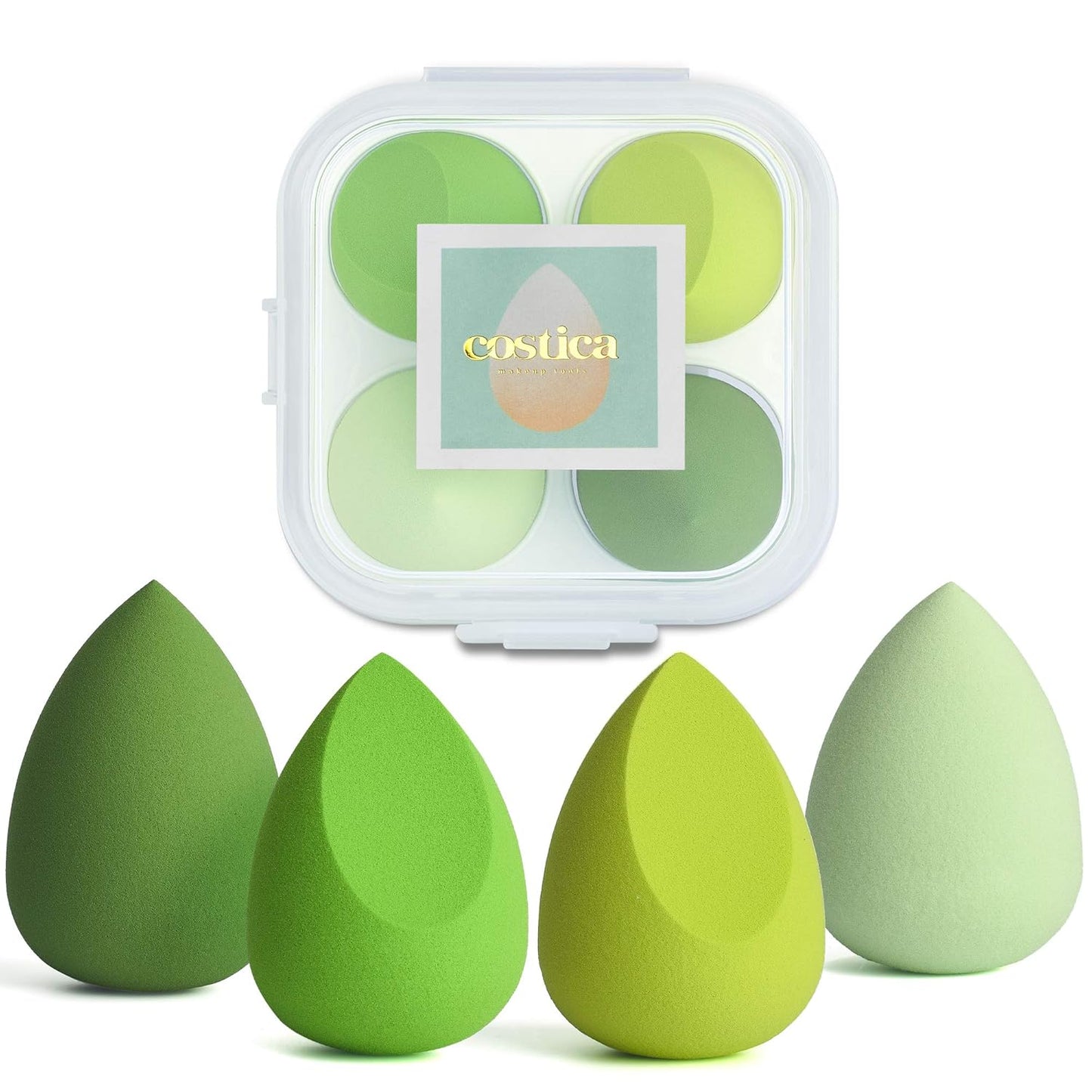 COSTICA Makeup Sponge Set Blender, Beauty Sponge Makeup Blender Flawless for Liquid - Multi Colored 4 pcs Avocado Series