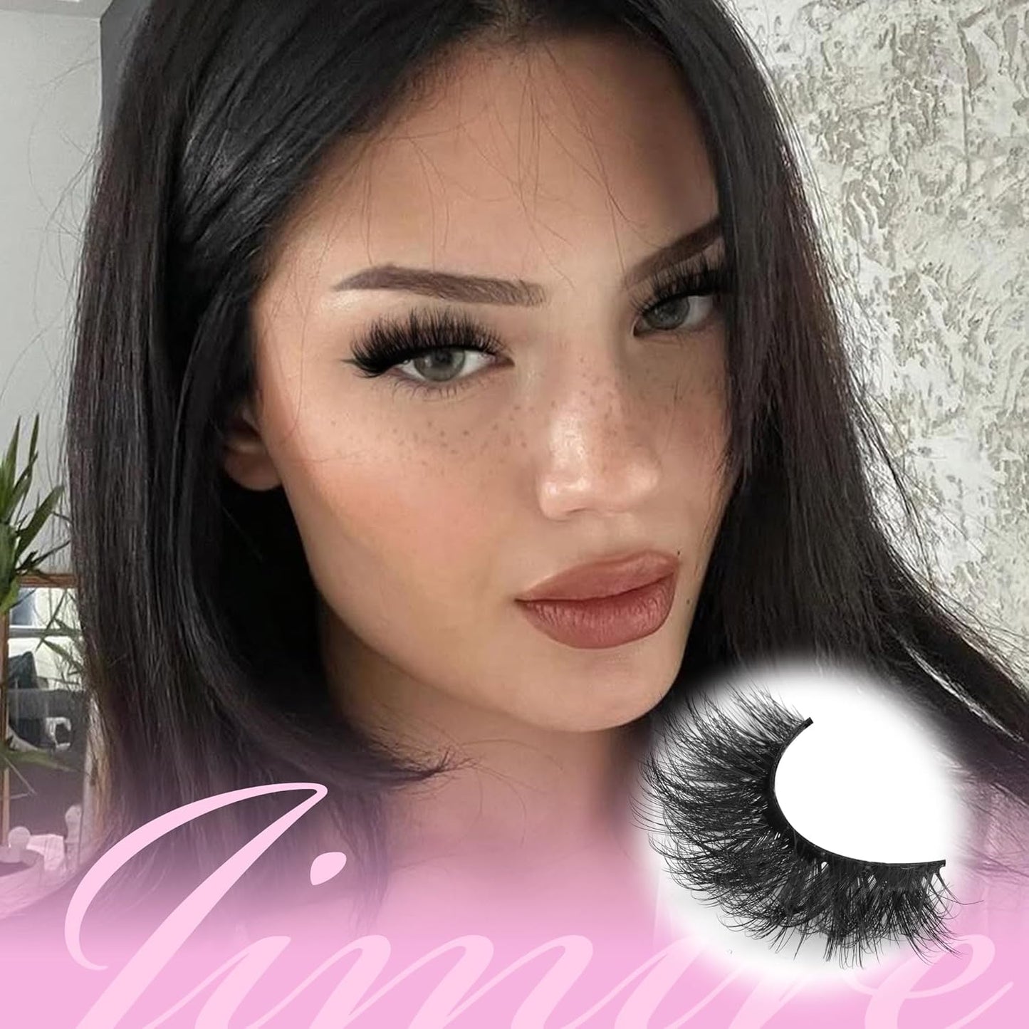JIMIRE False Eyelashes Volume Natural Look Russian Strip D Curl Lashes Wispy 17MM Cat Eye Lashes Look Like Lash Extensions Mink Fluffy 5 Pairs Pack