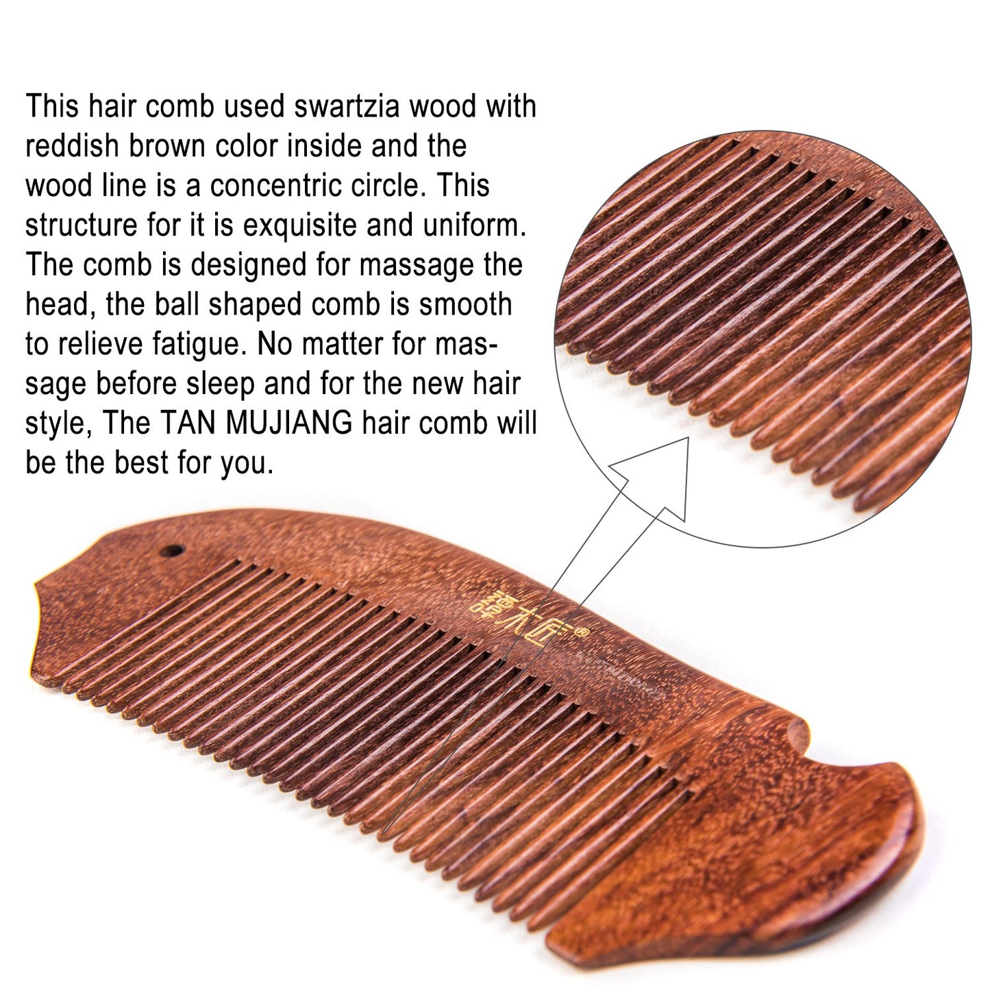 TAN MUJIANG Handcraft Natural Wood Hair Combs Accesory For Women, Men, brides, Curly Hair, Straight hair, Wedding Veils KCTMD0602