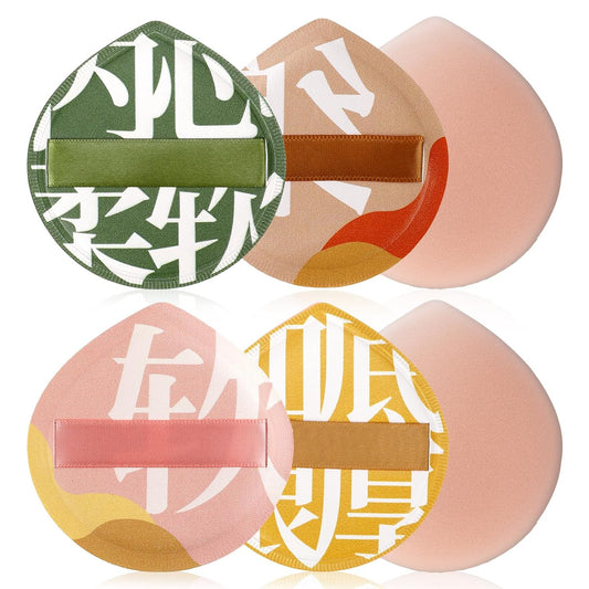 4 PCS Foundation Sponge, Korean Makeup Sponge Puff Teardrop Setting Powder Puff Face Makeup Cushion Puff Soft Beauty Blender Sponge for Concealer Liquid Cream and Powder, Beginner Friendly, Medium