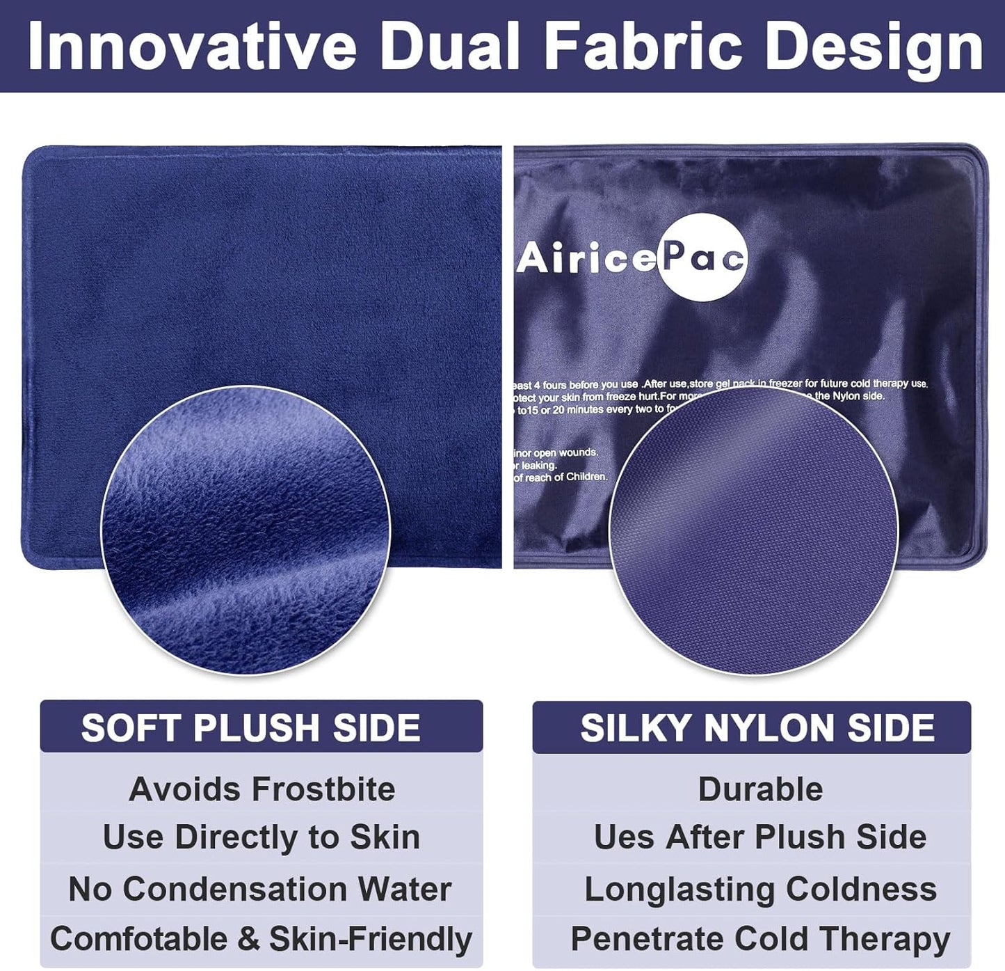 2 Ice Packs for Pain Relief, Gel Cold Pack for Knee Neck Shoulder Ankle Elbow Hip Back Injuries Reusable, Hot & Cold Compress Therapy for Swelling, Bruises, Surgery, 7”x 11”, Blue