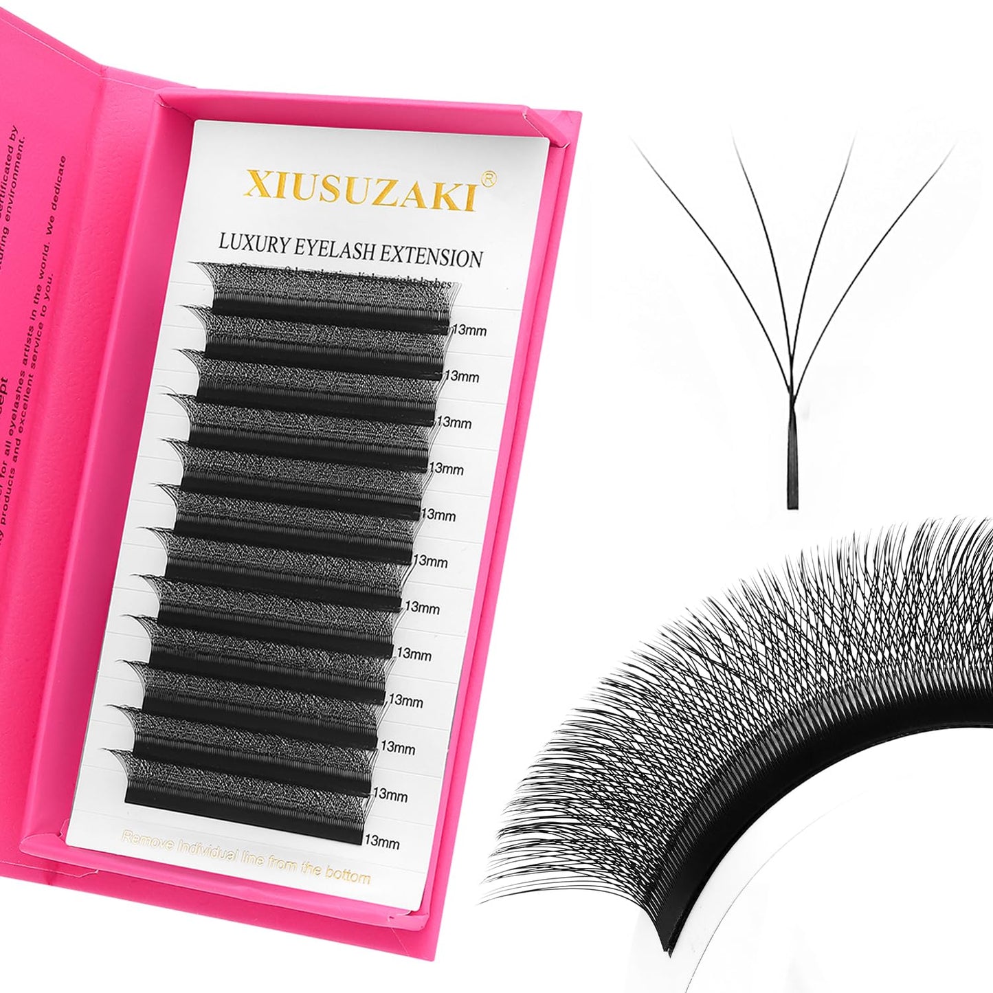 W Lash Extensions Supplies 4D Eyelash Extensions W Shape 0.07mm Thickness D Curl 11mm Premade Fans Easy Fan Lashes Volume Matte Black 12 Rows Crisscross Eye Lashes(W-4D-0.07-D,11mm)