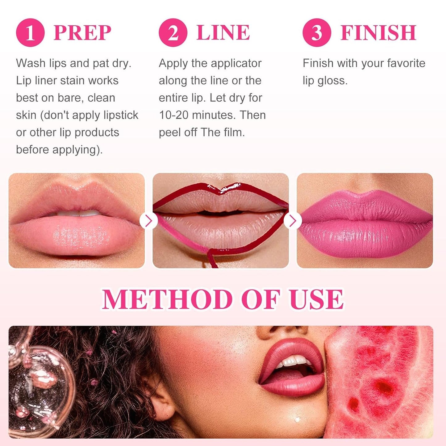 Lip Stain - Lip Stain Peel Off Long-Lasting with Matte Finish Waterproof & Transfer-Proof, Lip Liner Moisturizing & Nourishing Non-Stick Cup Highly Pigmented Color Lip Tint (02 Pink)