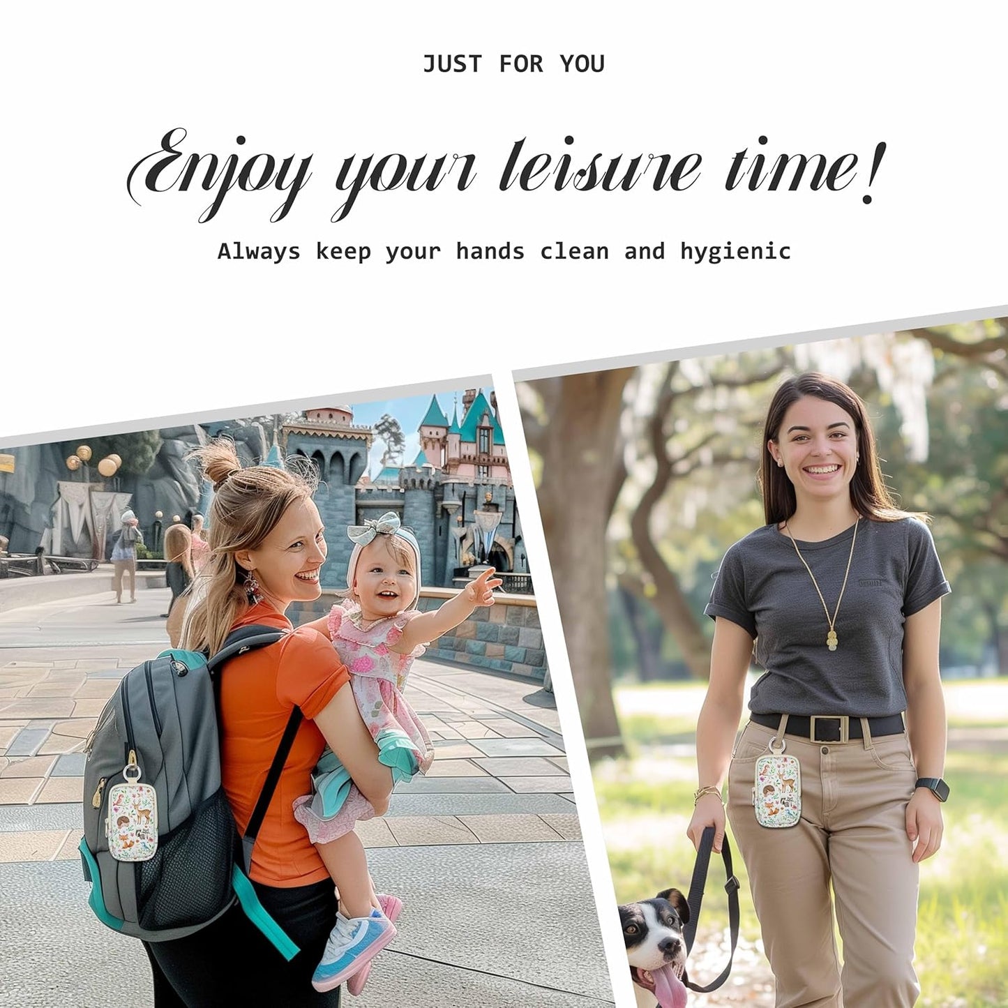 Hand Sanitizer Spray Case, Cute Animal Hand Sanitizer Holder Zippered Pouch, Cute Fashion Accessory with Snap Hook for Glow Mist and Power Mist 1FL OZ