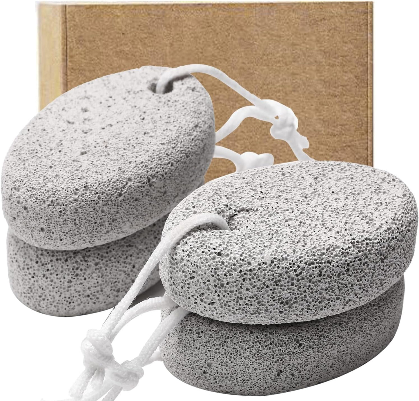 4-Pack Natural Pumice Stone for Feet, Borogo Lava Pedicure Tools Hard Skin Callus Remover for Feet and Hands - Natural Foot File Exfoliation to Remove Dead Skin, Heels, Elbows, Hands