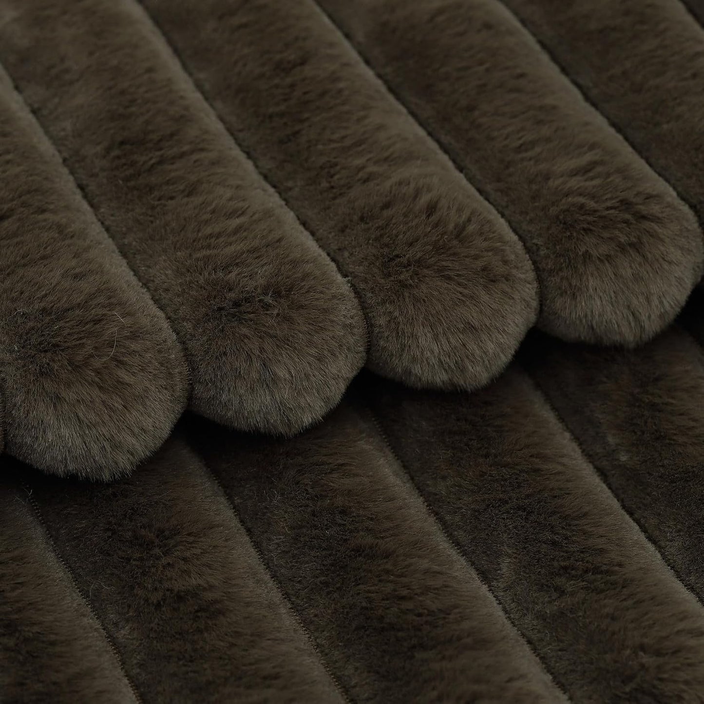 MADIZZ Set of 2 Faux Wool Plush Decorative Throw Pillow Covers 16x16 Inch Drak Brown Fluffy Striped Soft Decorative Cushion Cover for Sofa Bedroom Pillow Shell