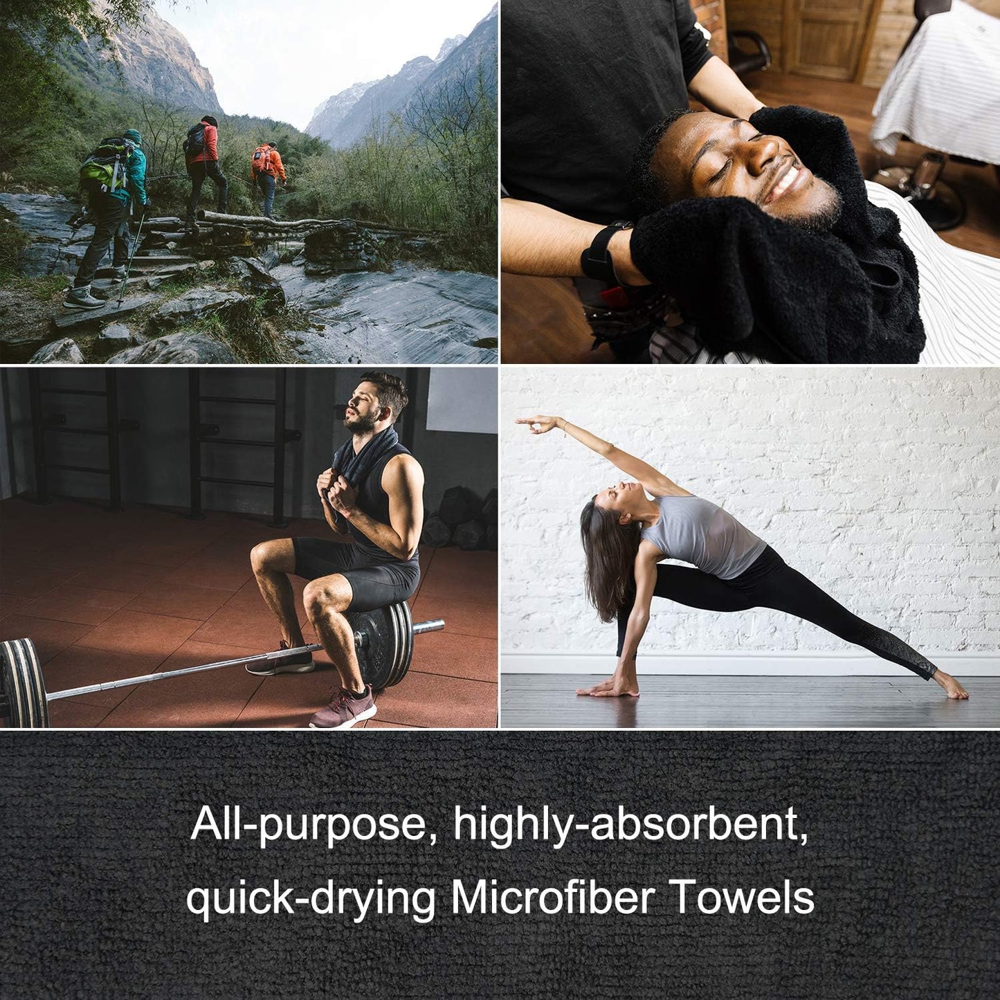 Arkwright Microfiber Gym Towel - Bulk Case of 180 - Super Soft, Quick Dry Workout Sweat Towels, 300 GSM Lightweight & Absorbent for Sports, Working Out, Yoga, and Spa, 16 x 27 in, Black